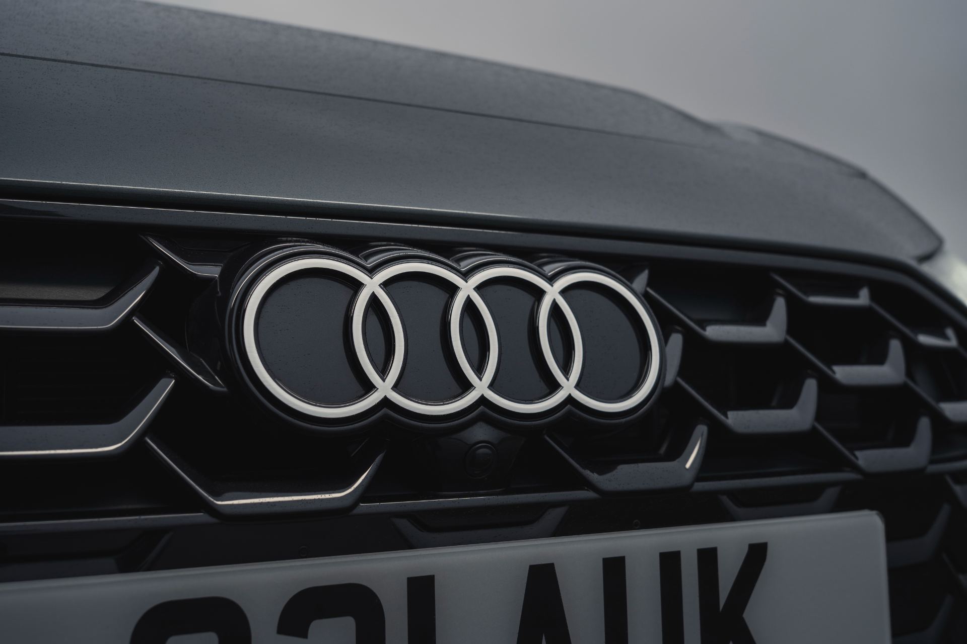 2026 audi a5 saloon e hybrid grille rings close grey