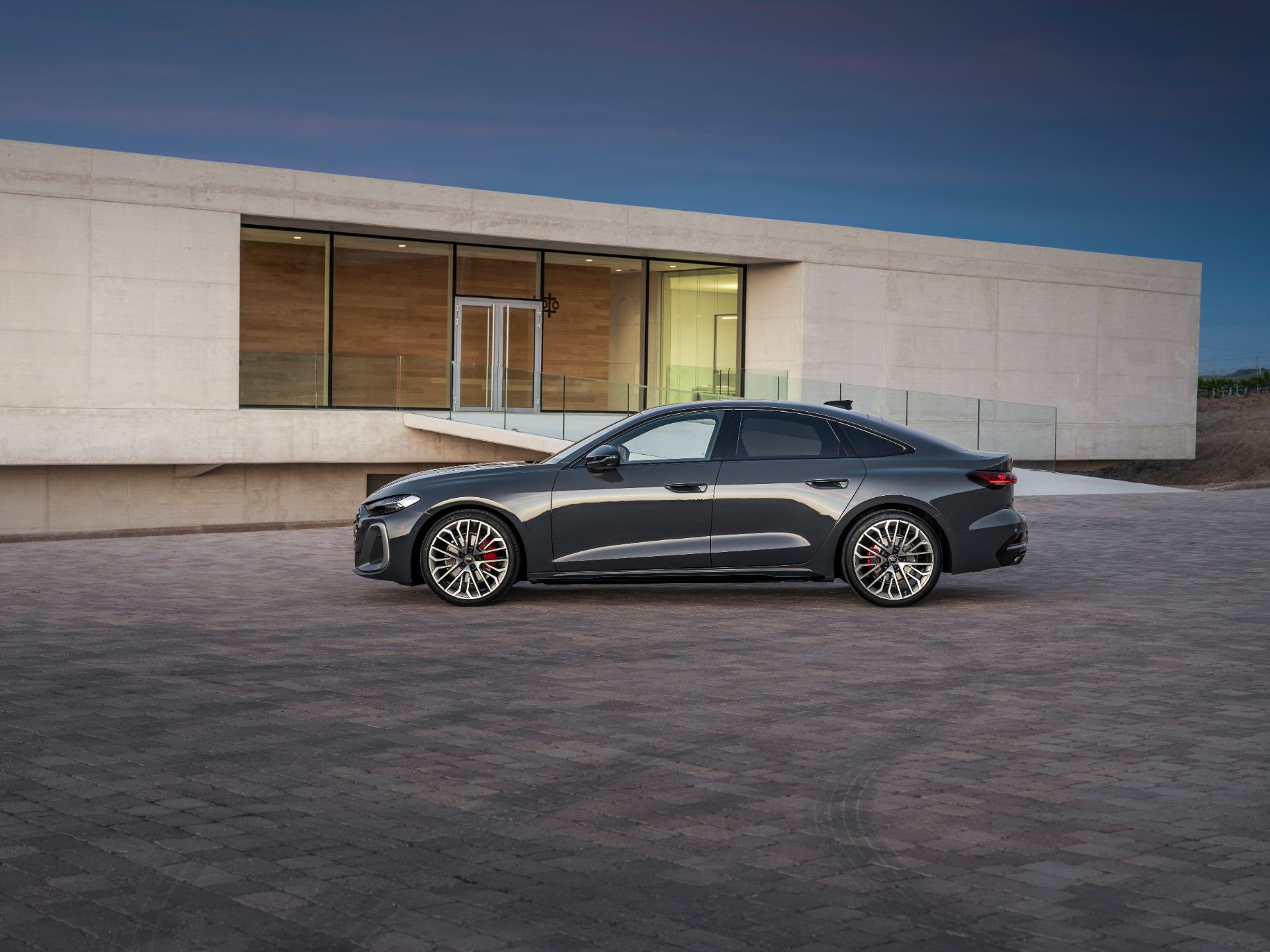 2026 audi a5 saloon side profile architecture grey