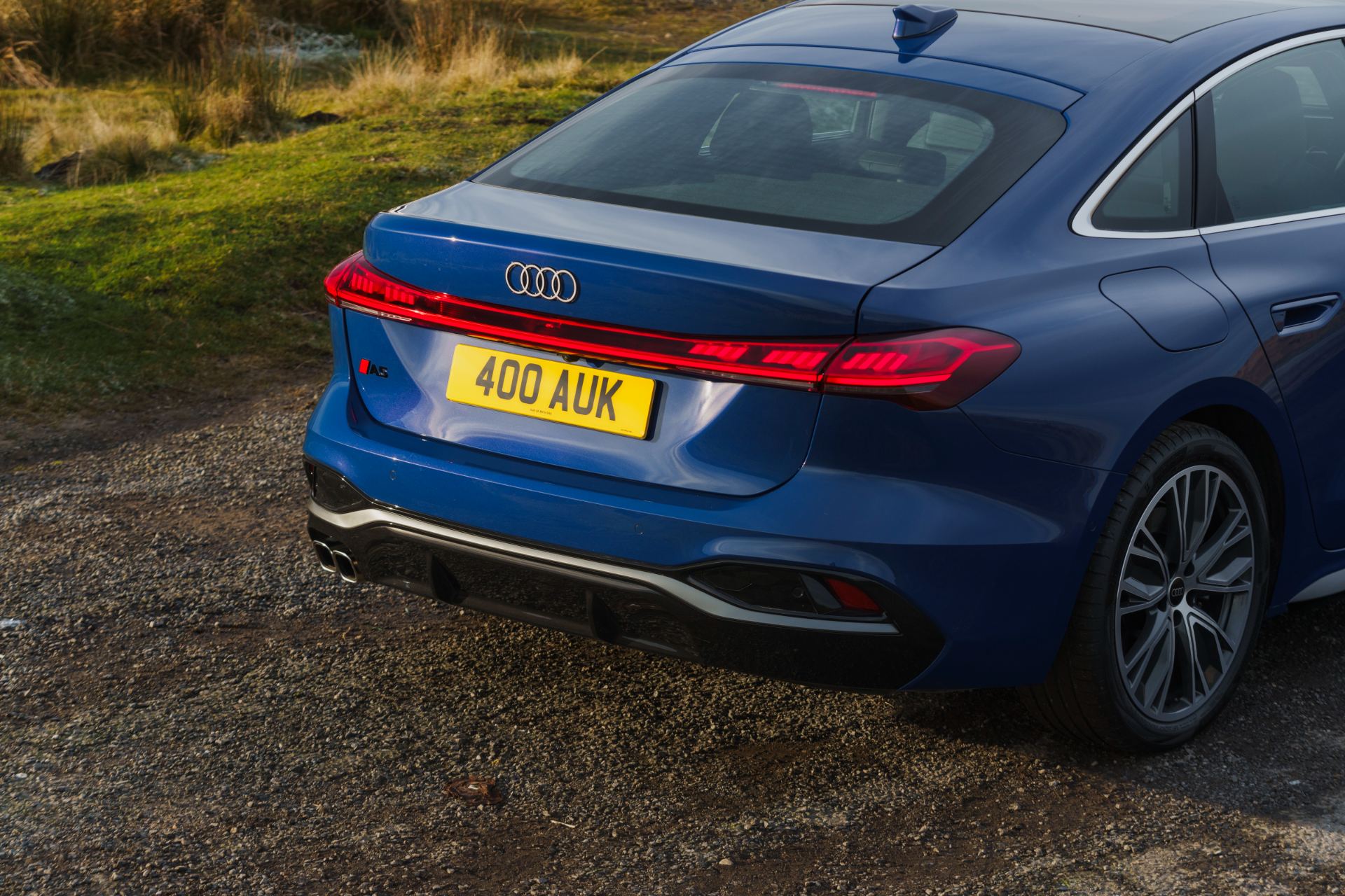 audi a5 saloon rear detail blue