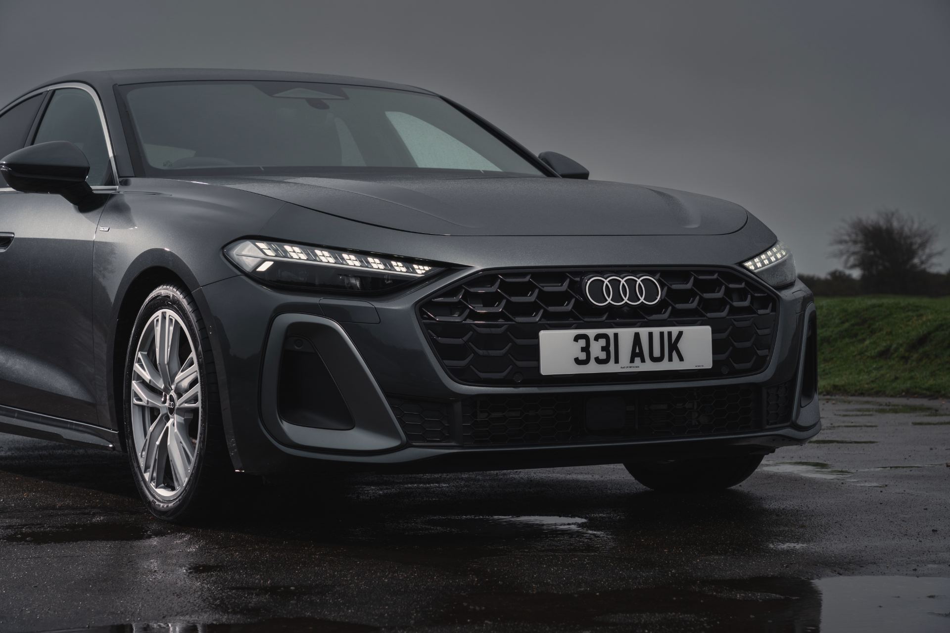 2026 audi a5 saloon front detail wet grey