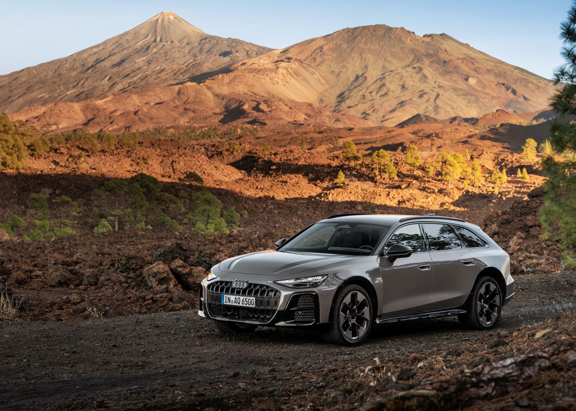 2026 audi a6 allroad front three quarter volcano grey