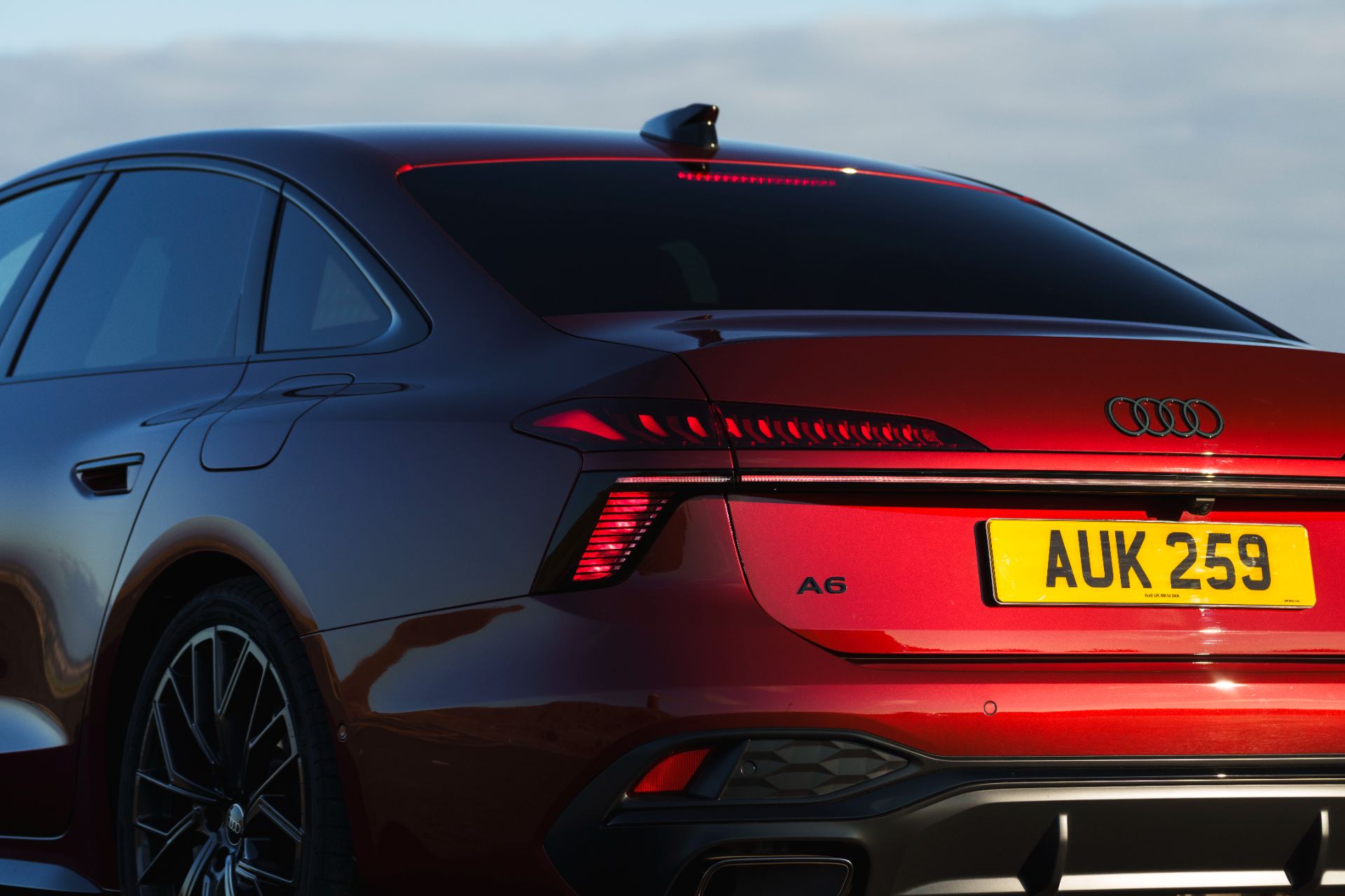 2026 audi a6 saloon e hybrid rear detail red