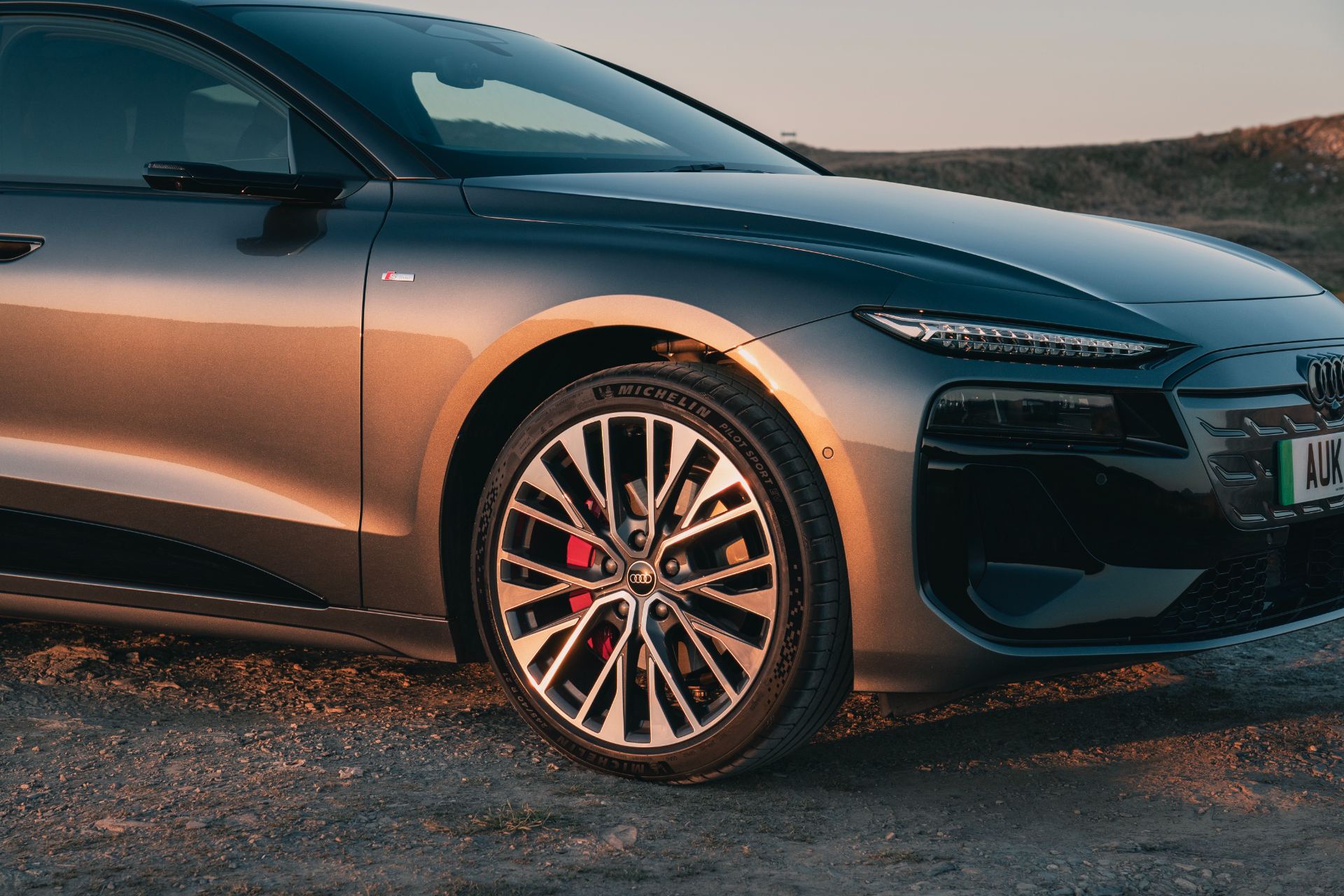 2026 audi a6 sportback e tron front wheel sunset grey