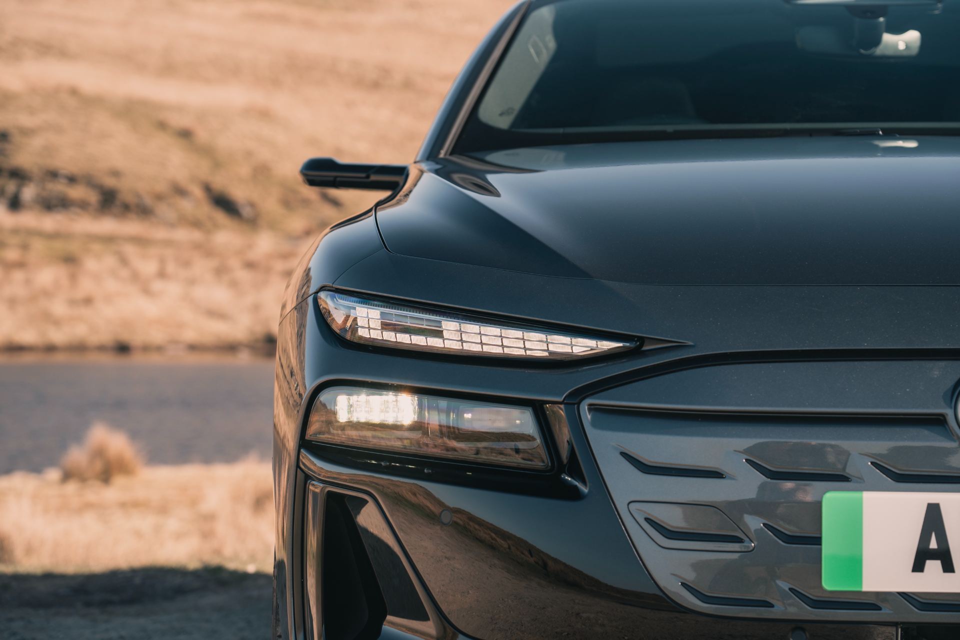 2026 audi a6 sportback e tron headlight close up grey