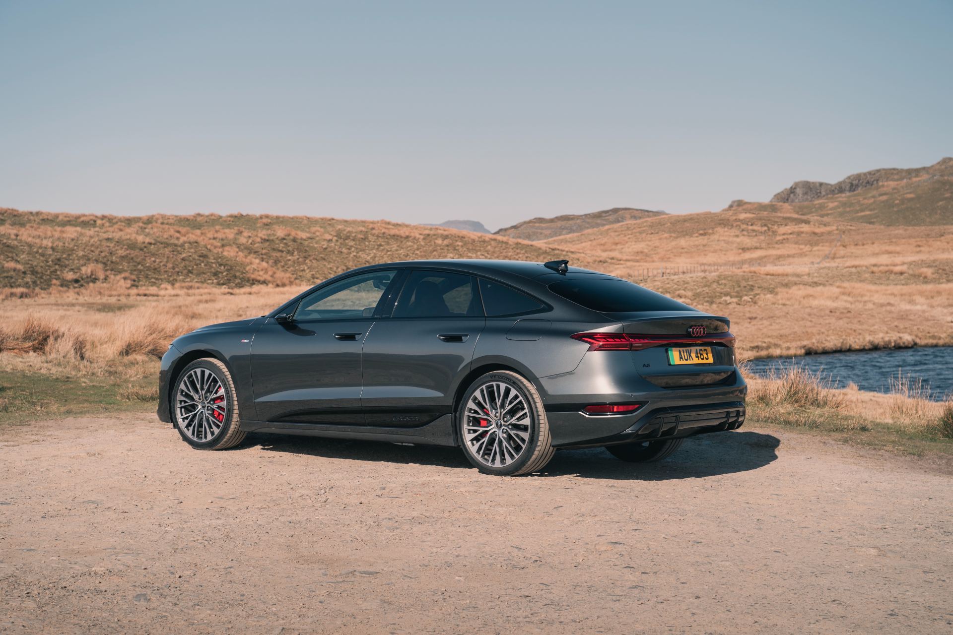 2026 audi a6 sportback e tron rear three quarter lake grey