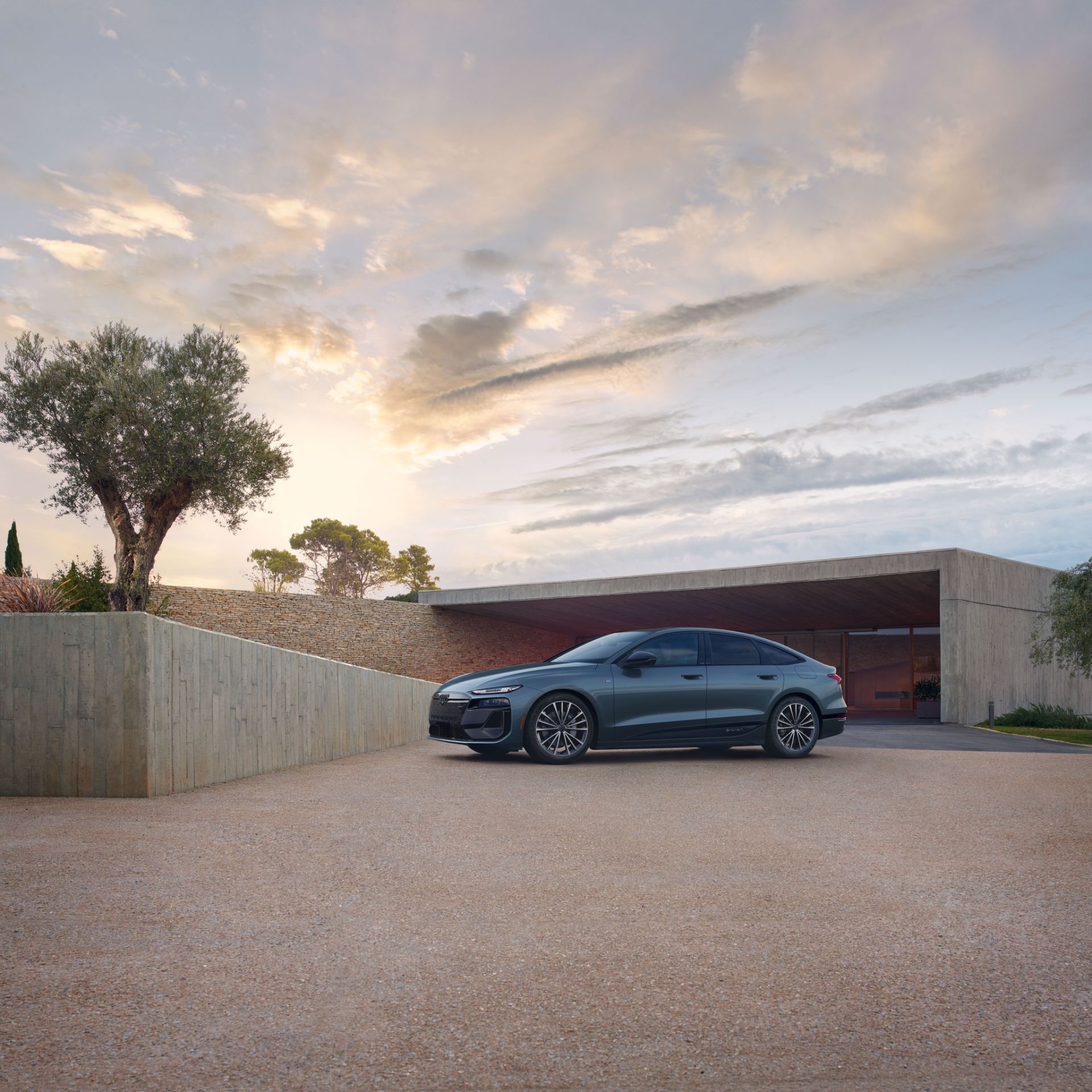2027 audi a6 sportback e tron side profile architecture blue grey