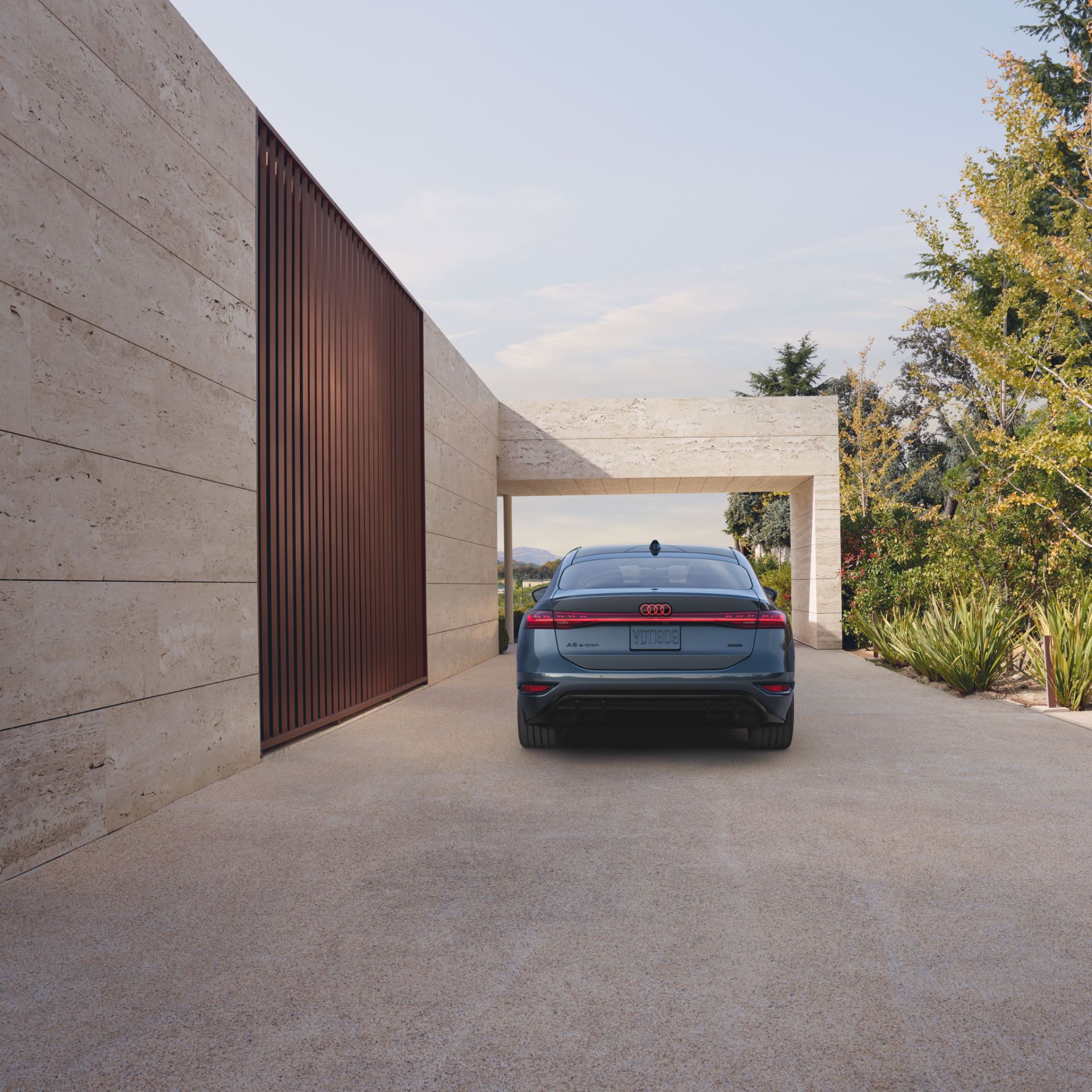 2027 audi a6 sportback e tron rear driveway blue grey