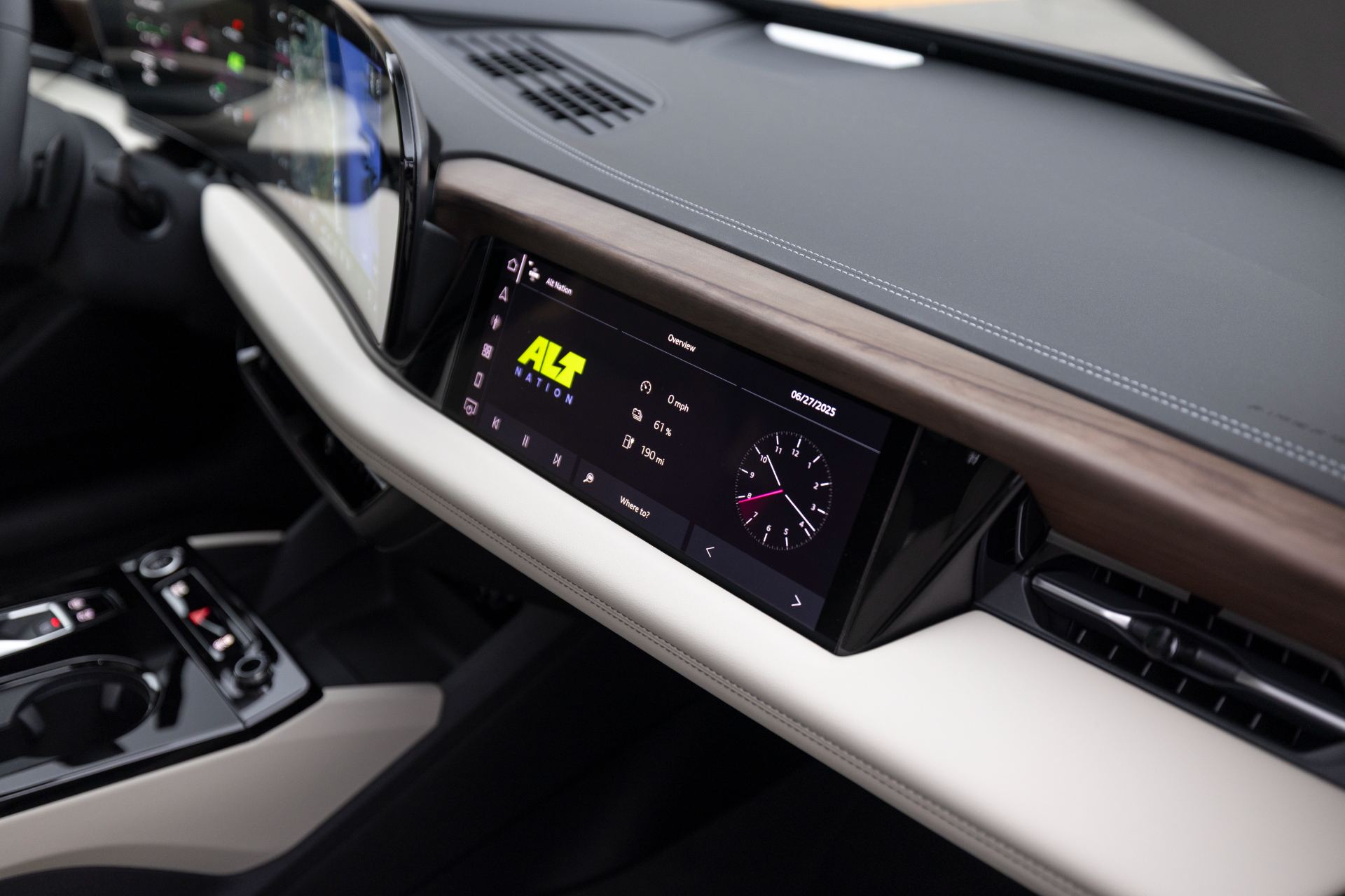 2027 audi a6 sportback e tron interior passenger display wood trim