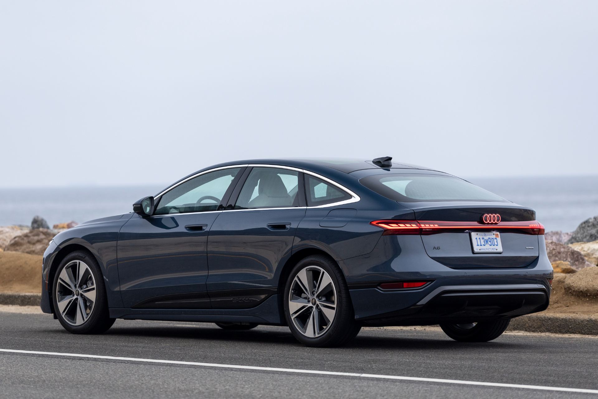 2027 audi a6 sportback e tron rear three quarter coast grey