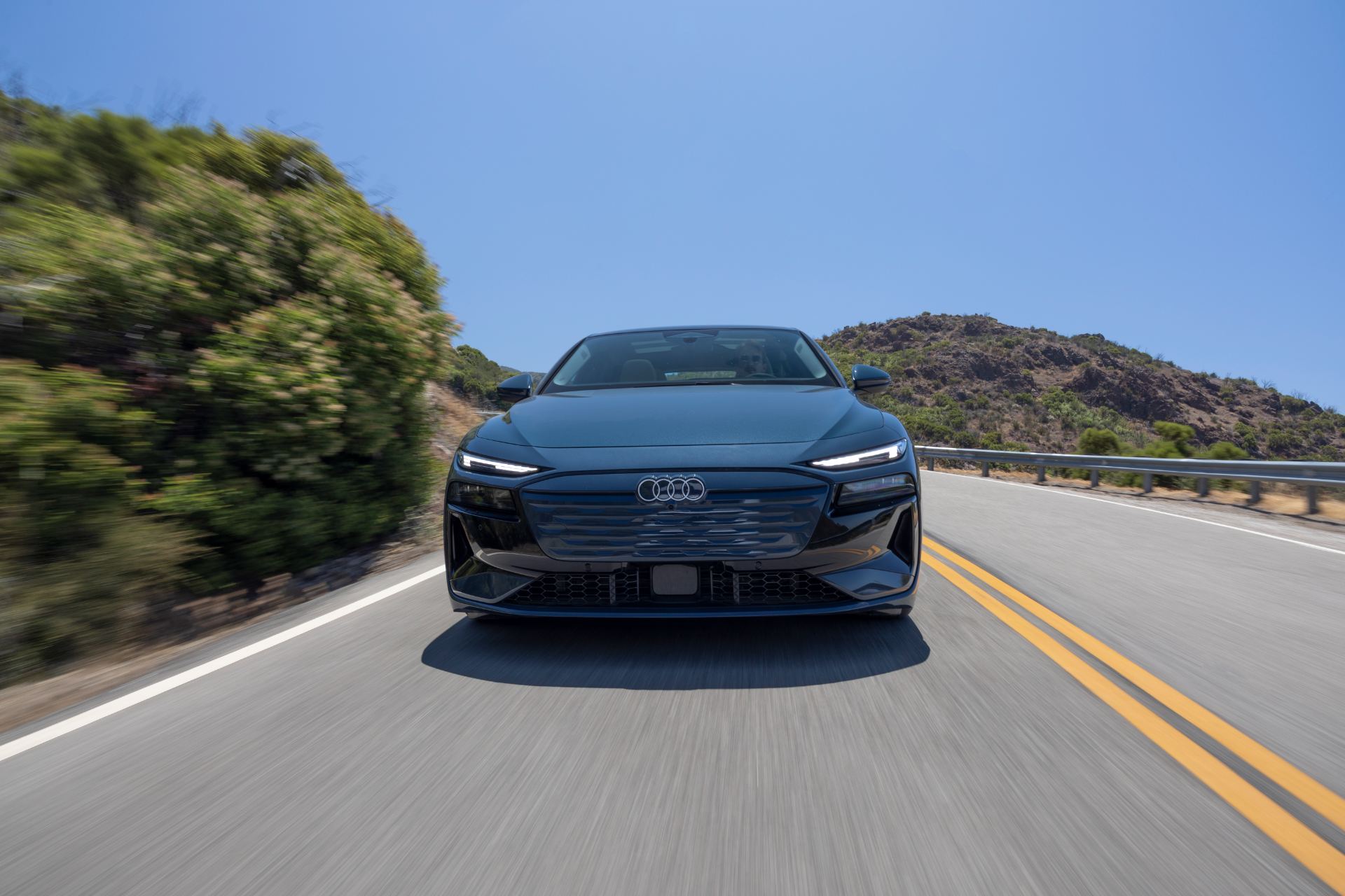2027 audi a6 sportback e tron driving front grey