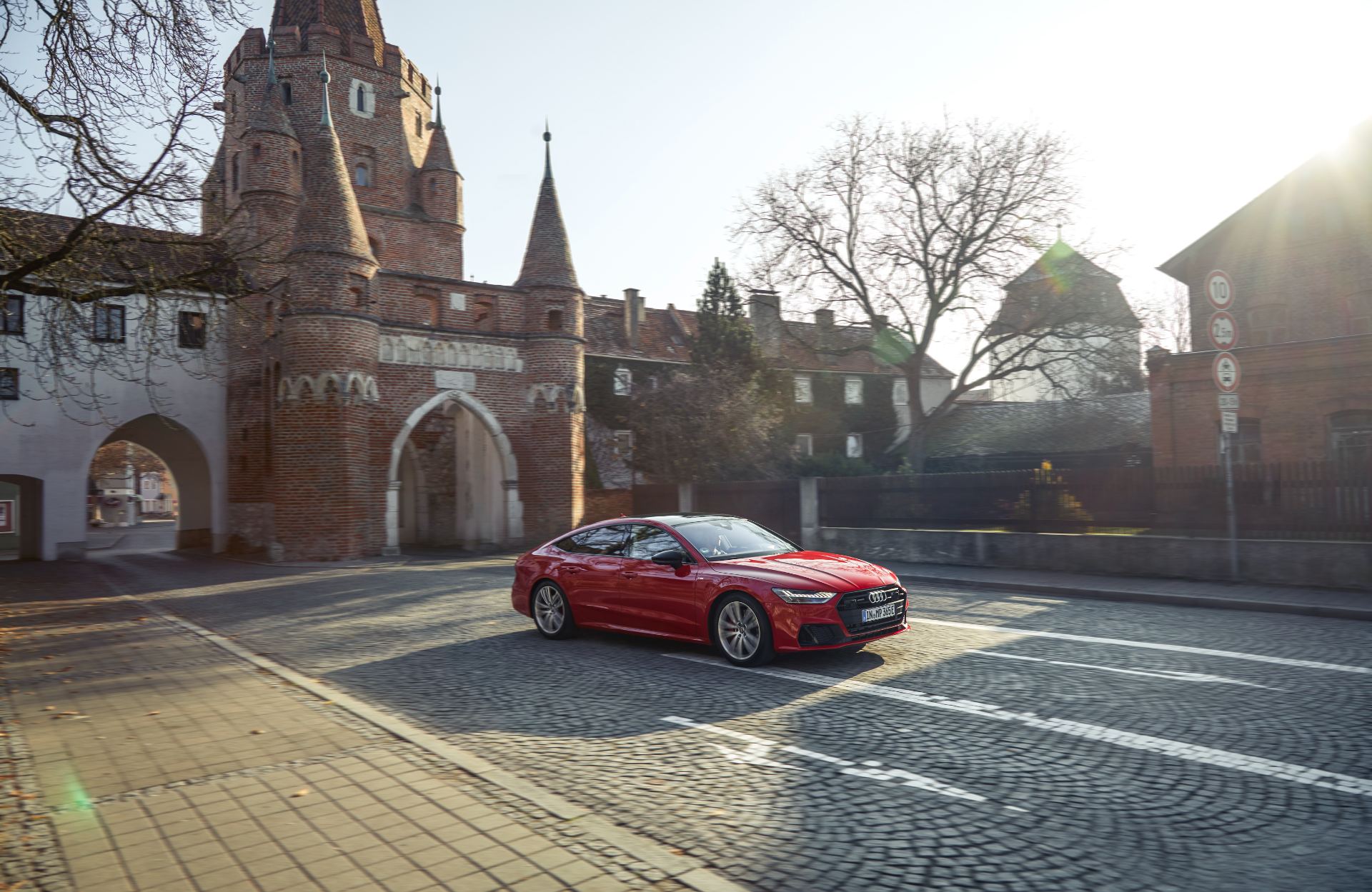 2025 audi a7 sportback front three quarter old town gate red