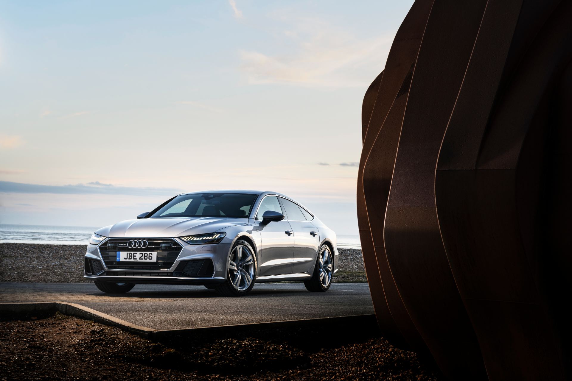 2025 audi a7 sportback front three quarter sculpture silver