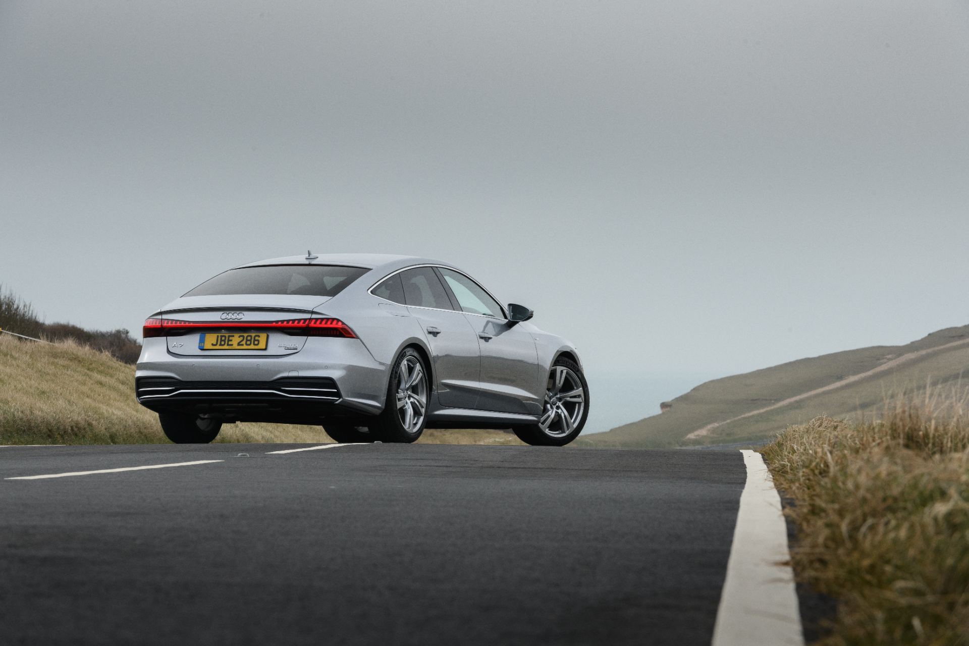 2025 audi a7 sportback rear three quarter downs road silver