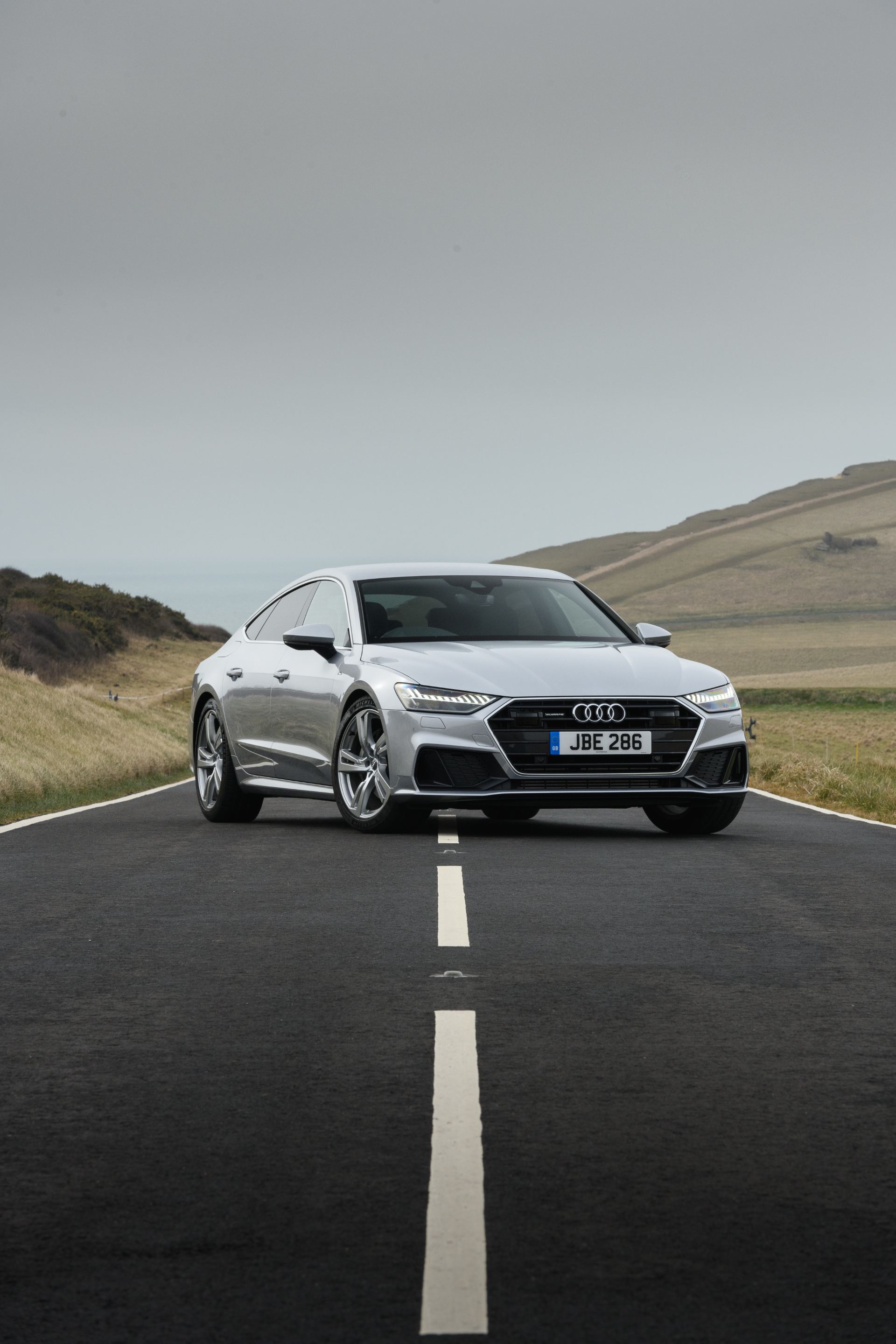 2025 audi a7 sportback front downs road portrait silver