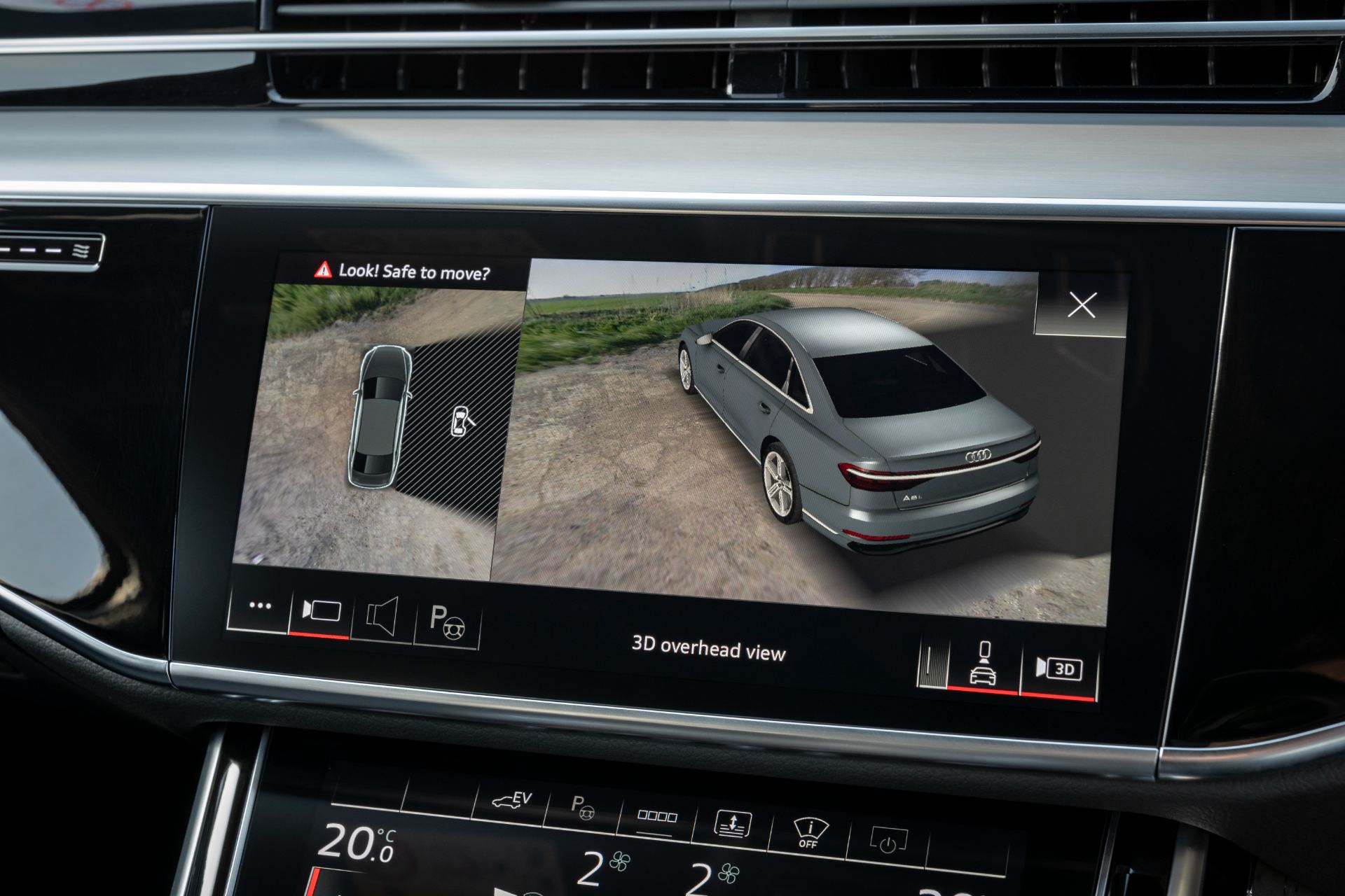 2025 audi a8 60 tfsi e interior 3d overhead camera view