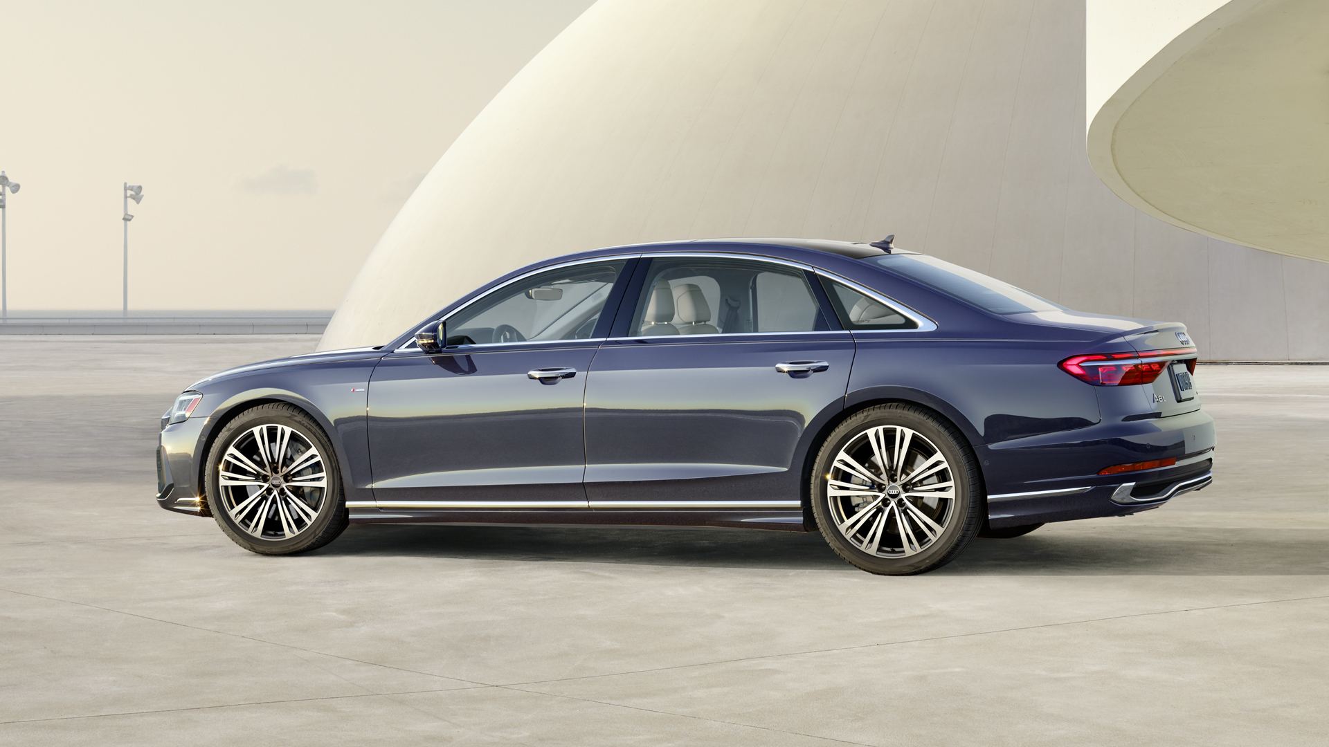 audi a8 l side profile architecture blue grey