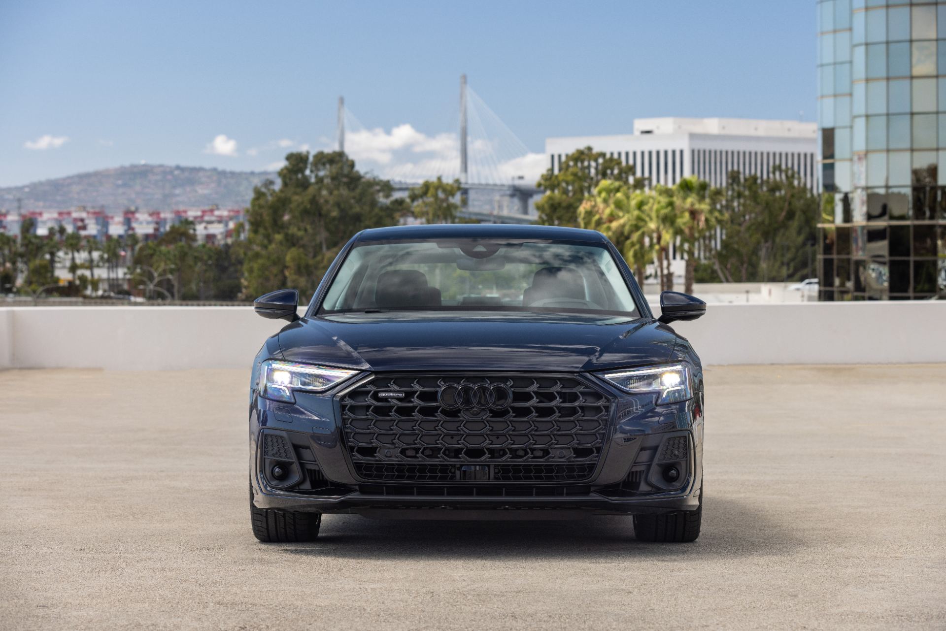 audi a8 l front parking deck dark blue