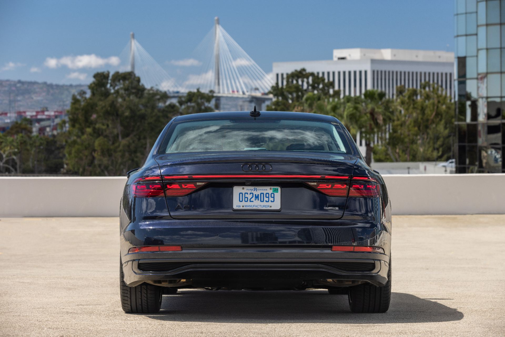 audi a8 l rear parking deck dark blue