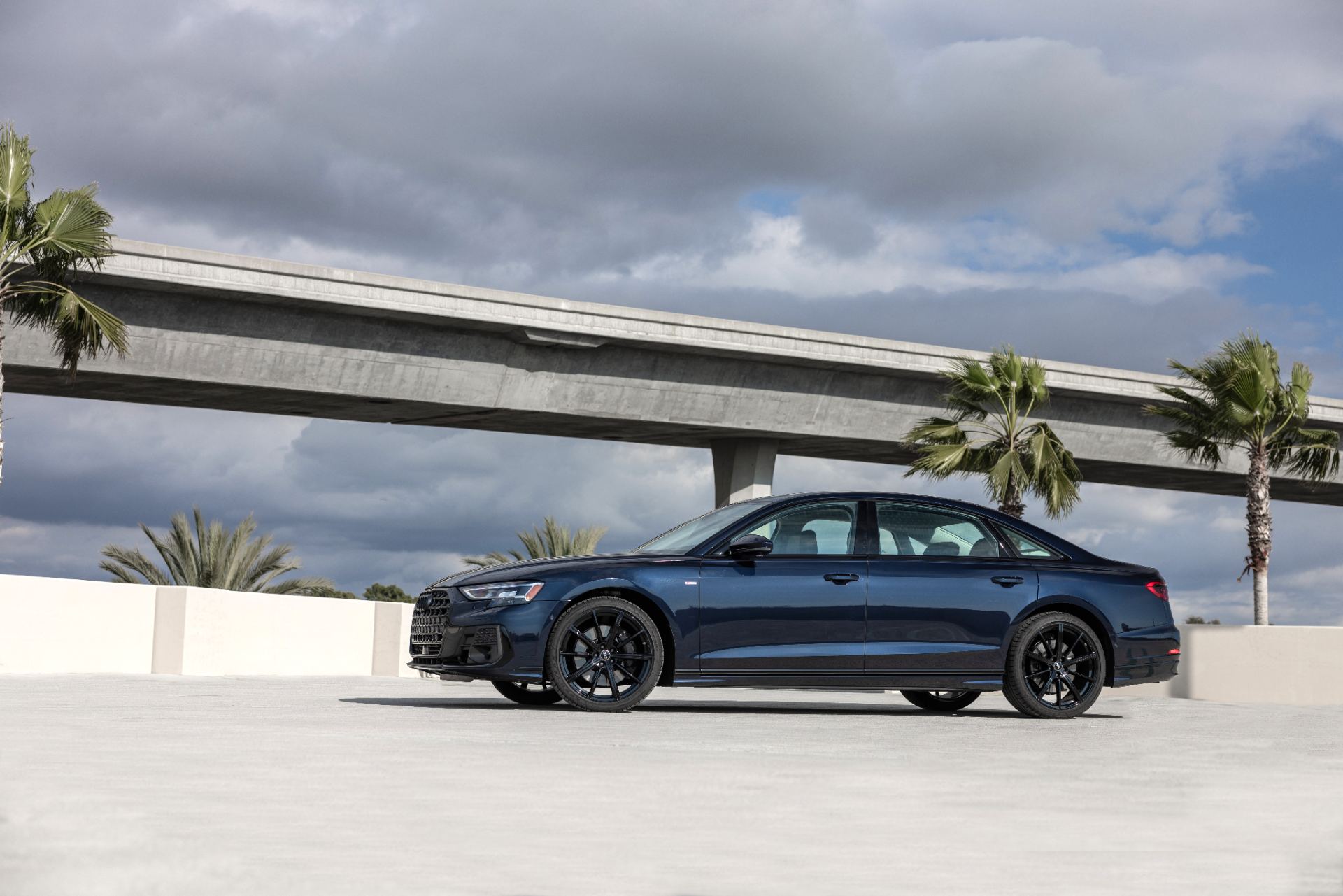 audi a8 l side profile overpass dark blue