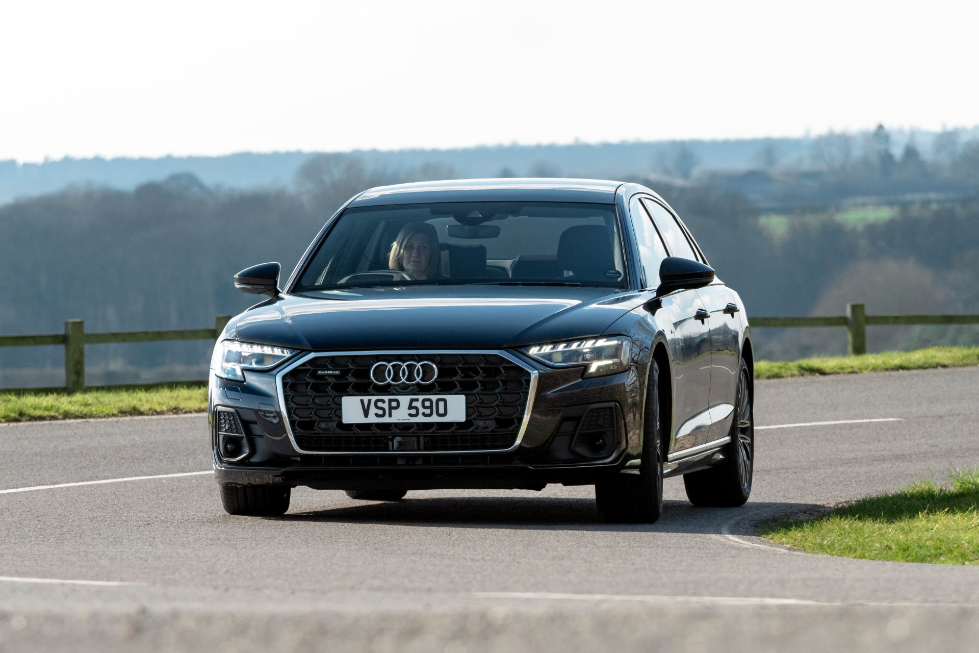 2025 audi a8 driving front black