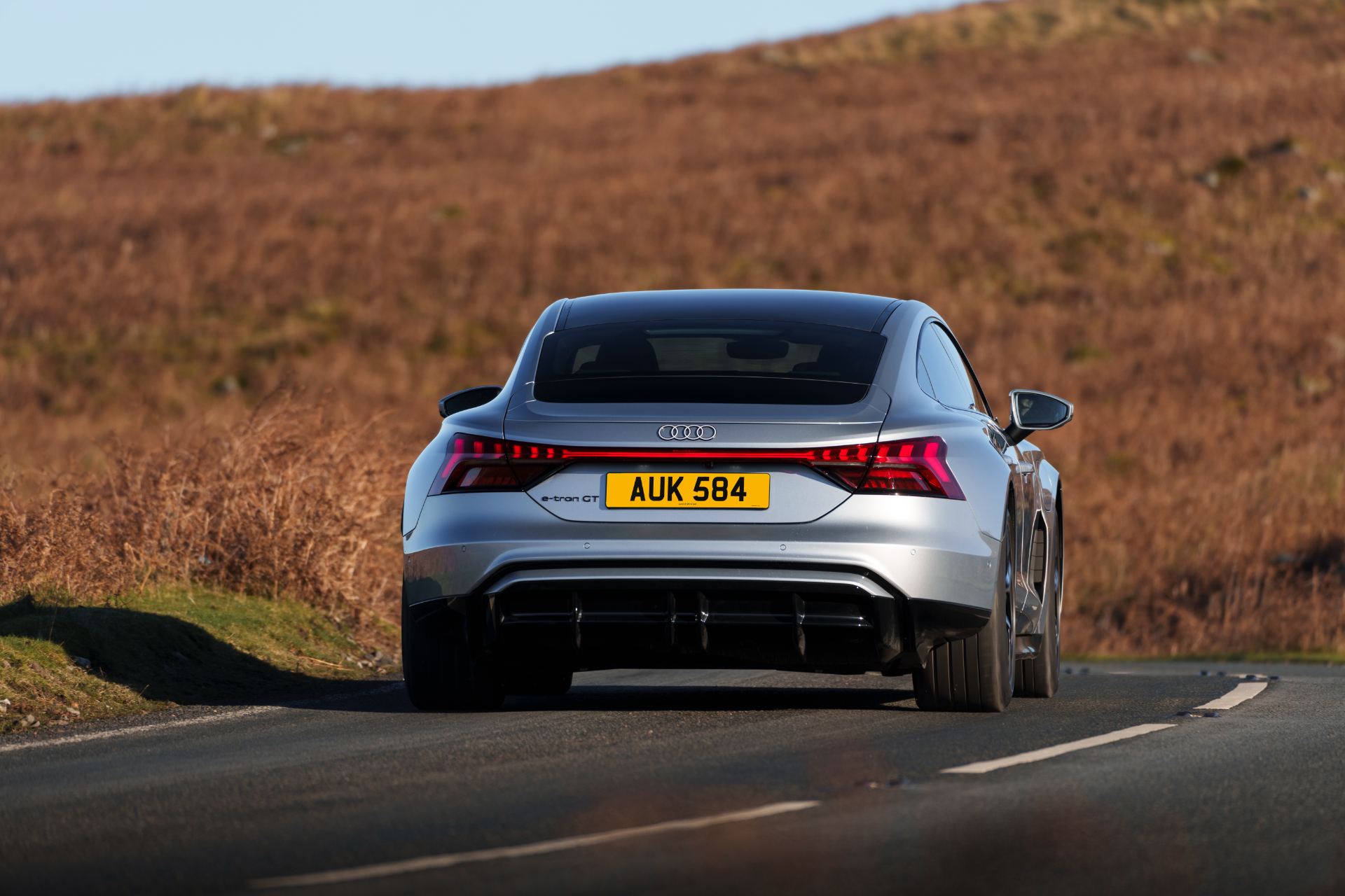 2026 audi e tron gt quattro driving rear silver