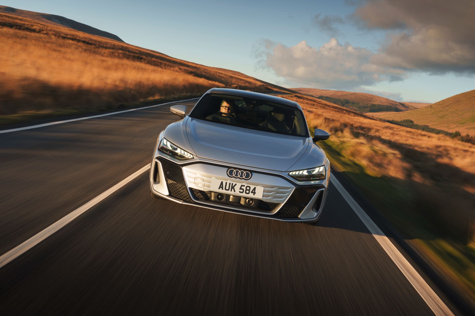 2026 audi e tron gt quattro driving front sunlight silver