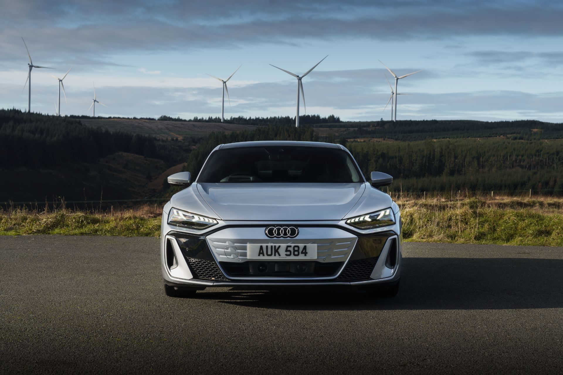 2026 audi e tron gt quattro front wind farm silver