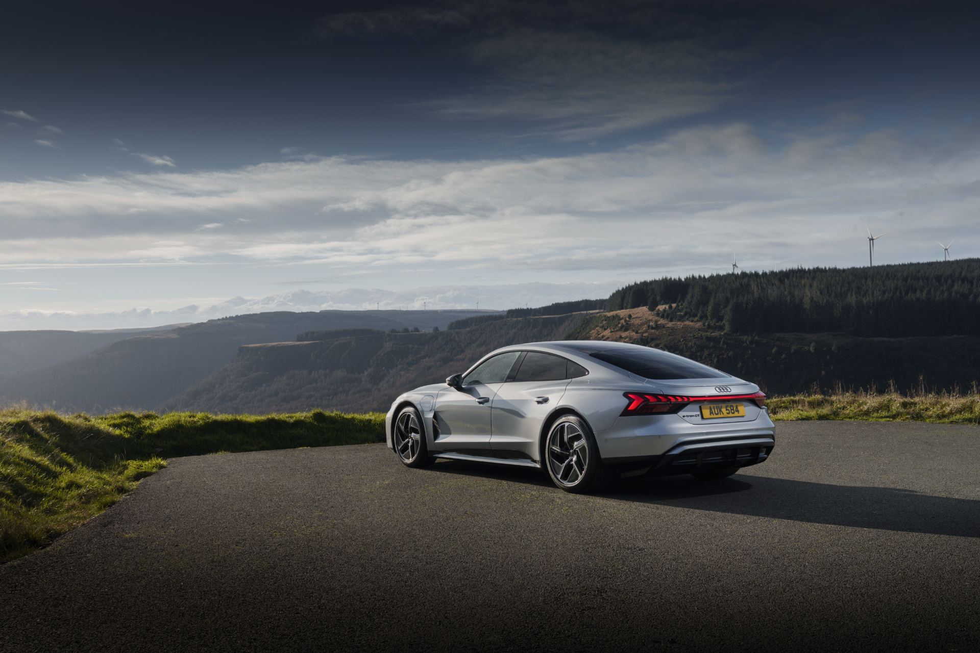 2026 audi e tron gt quattro rear three quarter cloudy silver
