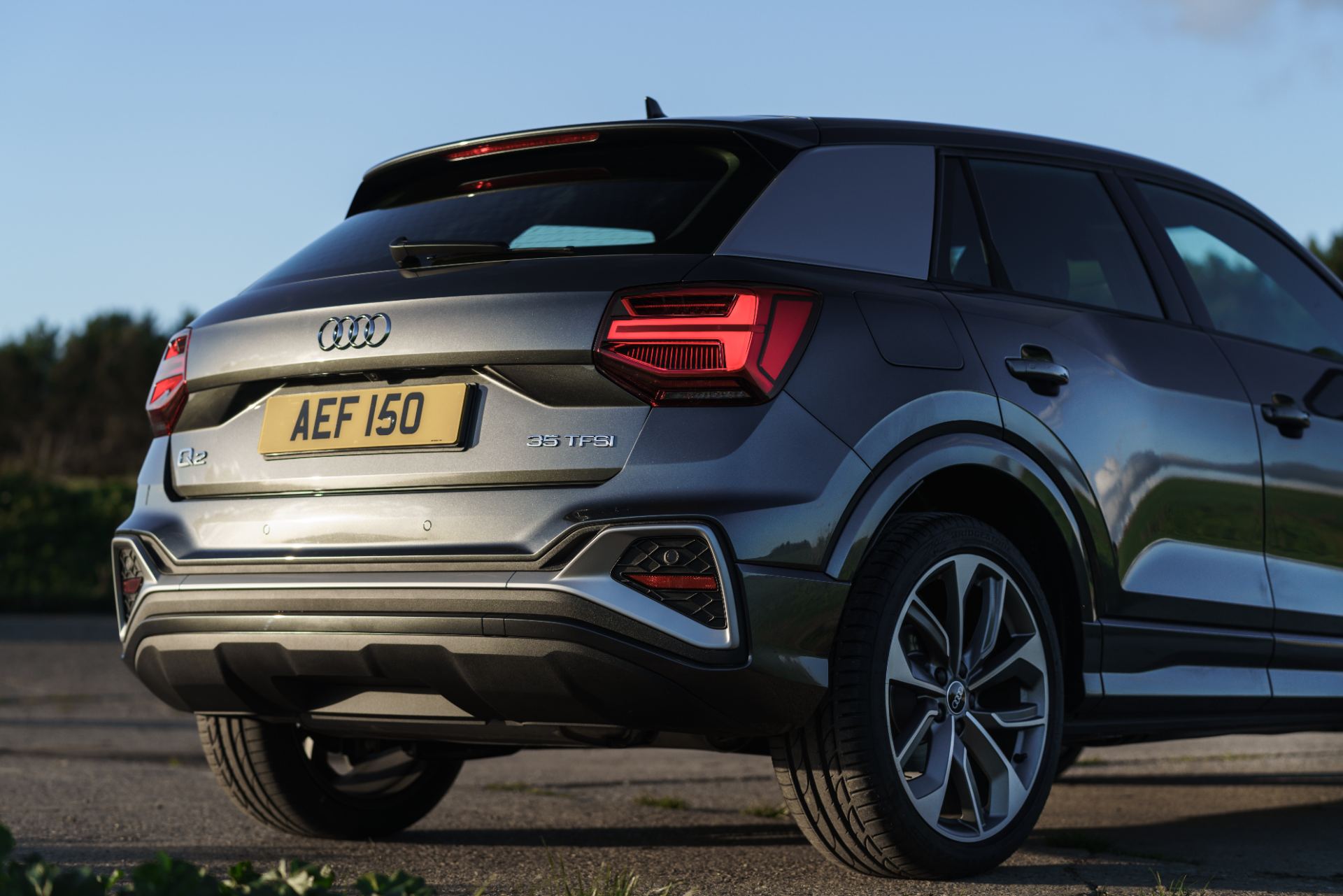 2025 audi q2 rear three quarter grey