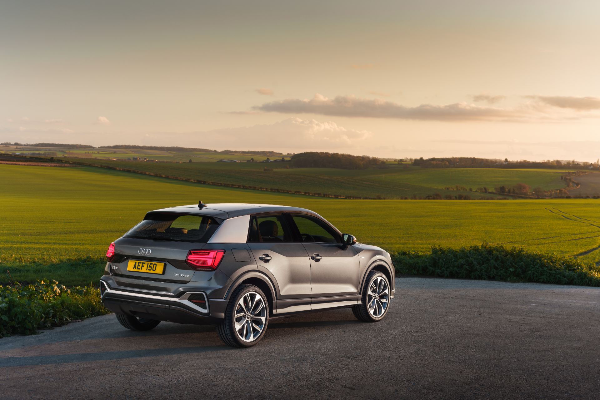 2025 audi q2 rear three quarter fields grey