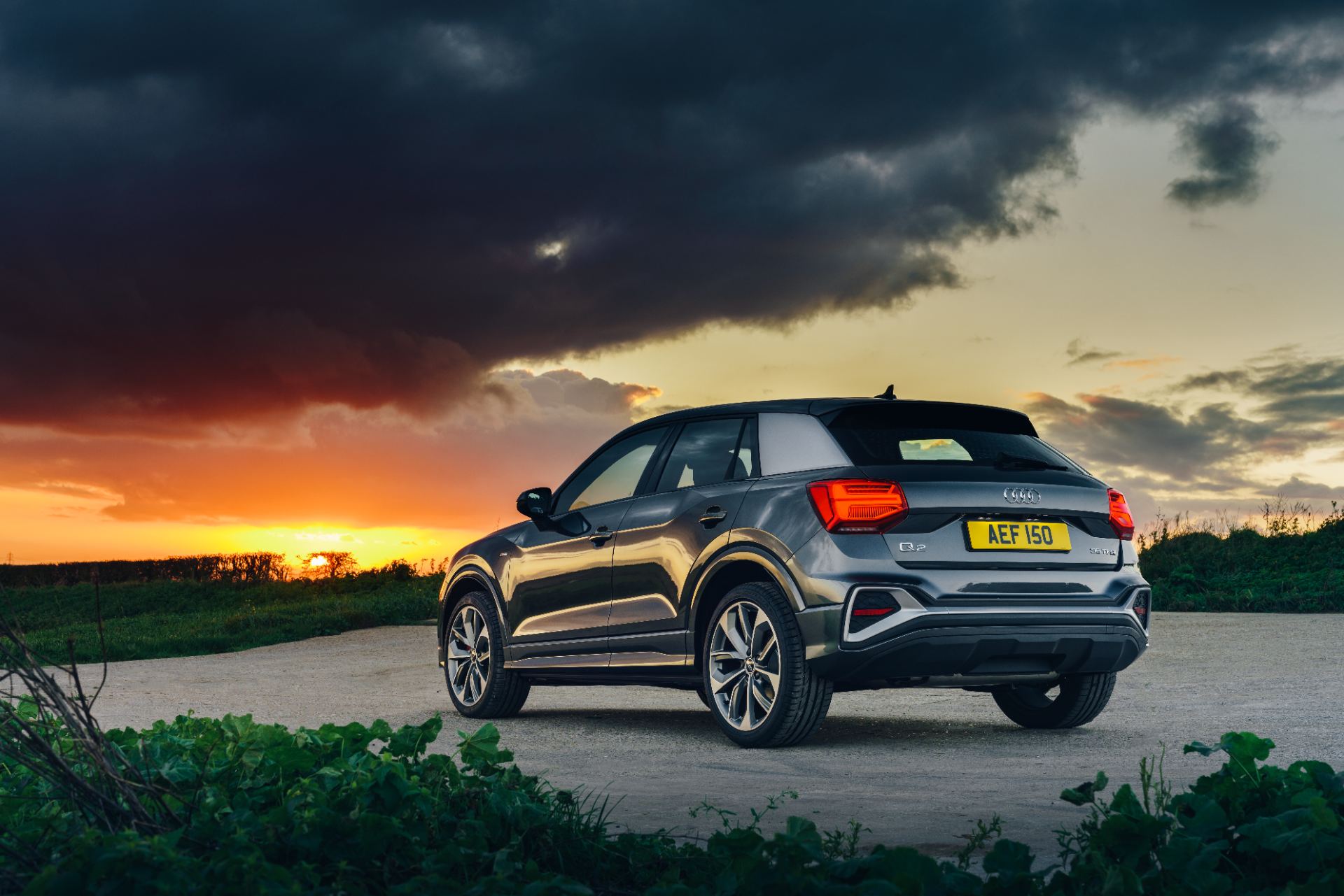 2025 audi q2 rear three quarter sunset grey