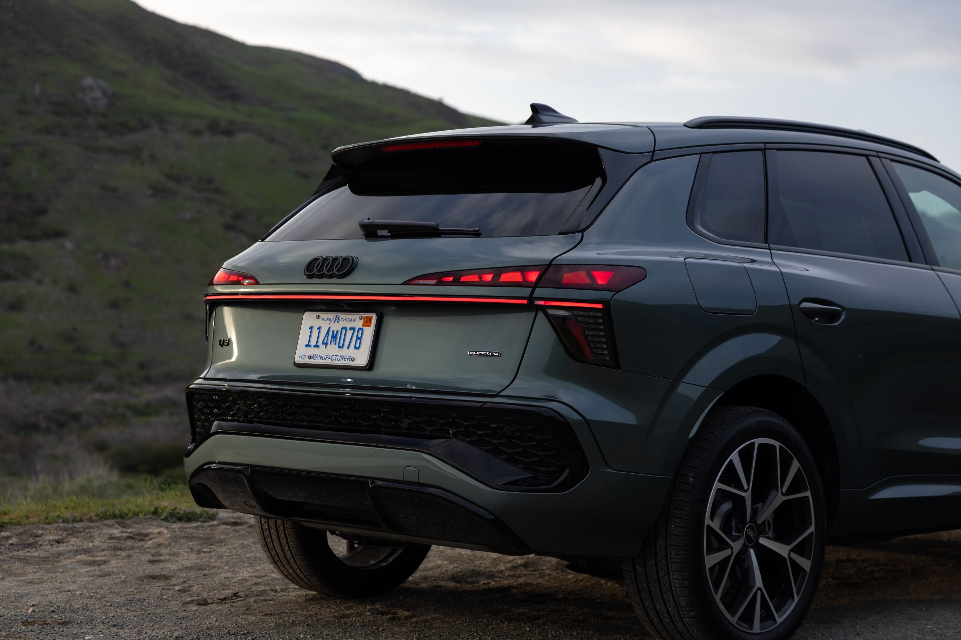 2026 audi q3 rear three quarter sage green