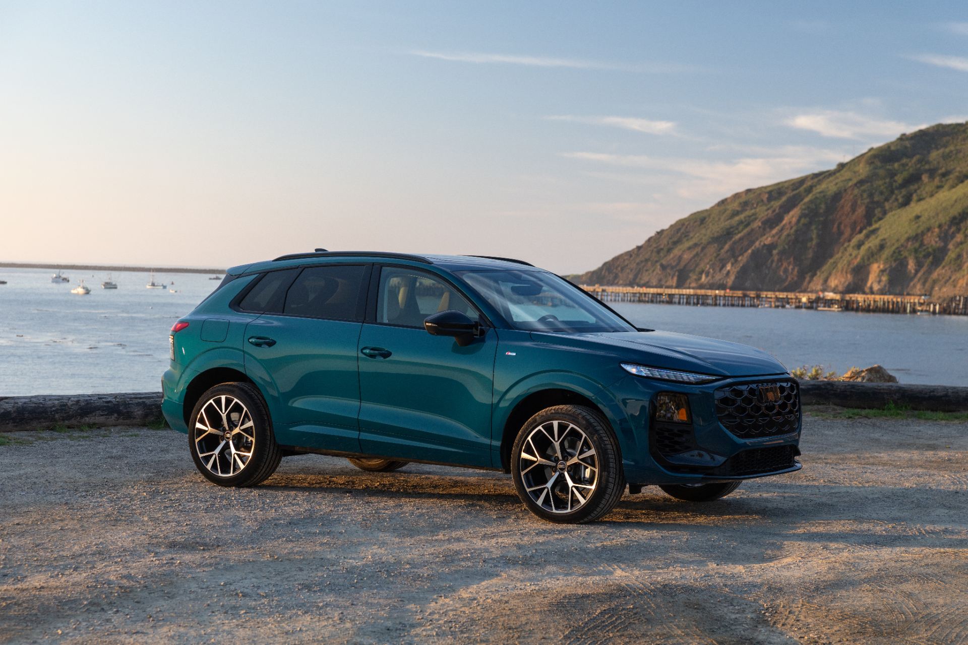 2026 audi q3 front three quarter harbour teal