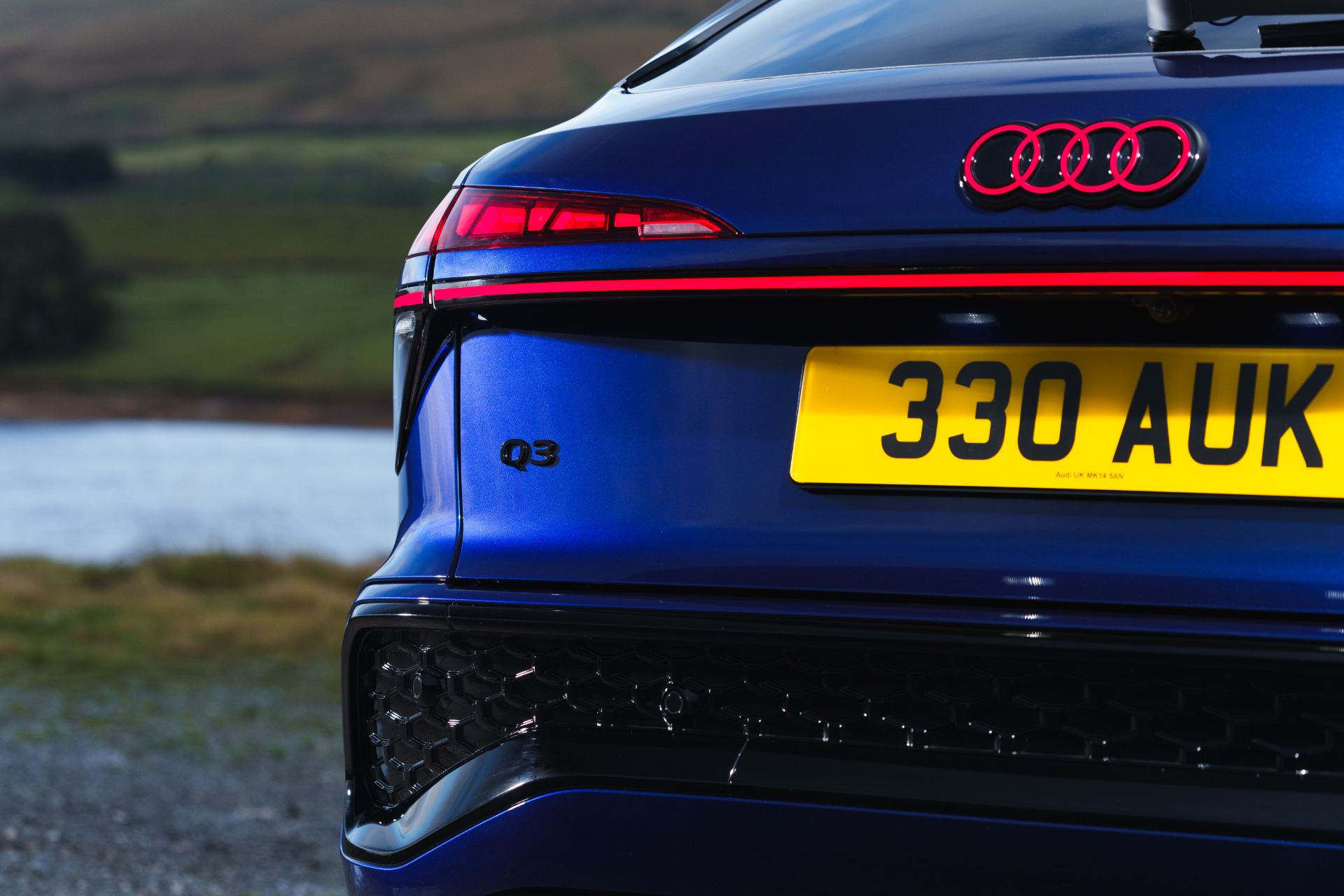 2026 audi q3 sportback e hybrid rear illuminated rings blue