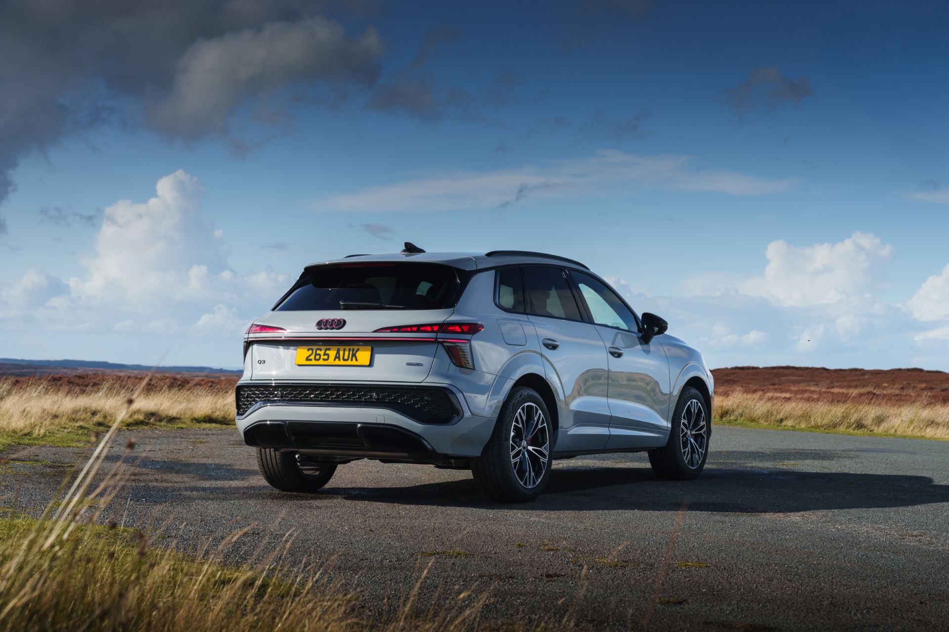 2026 audi q3 rear three quarter moorland silver