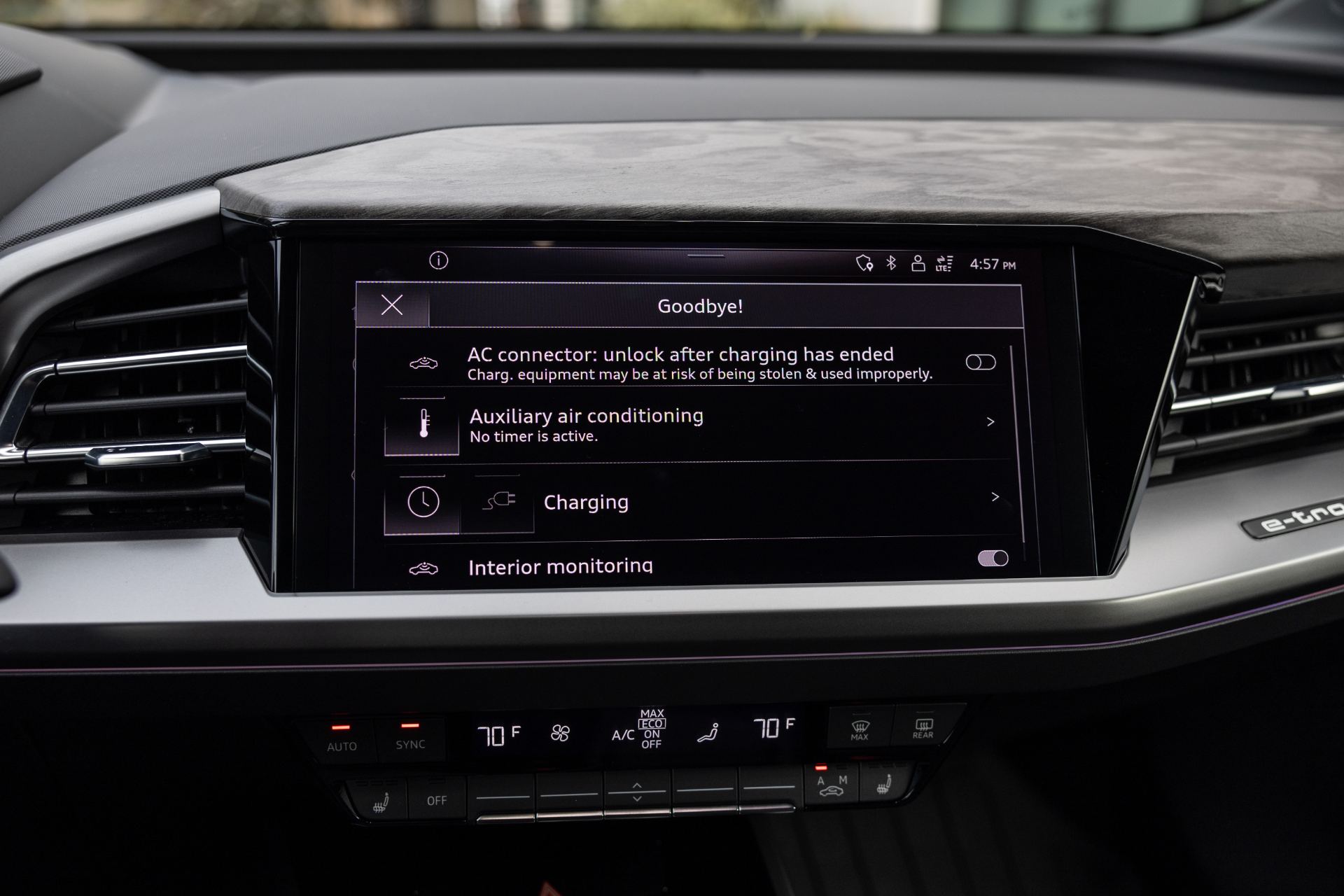 2026 audi q4 e tron interior infotainment charging menu