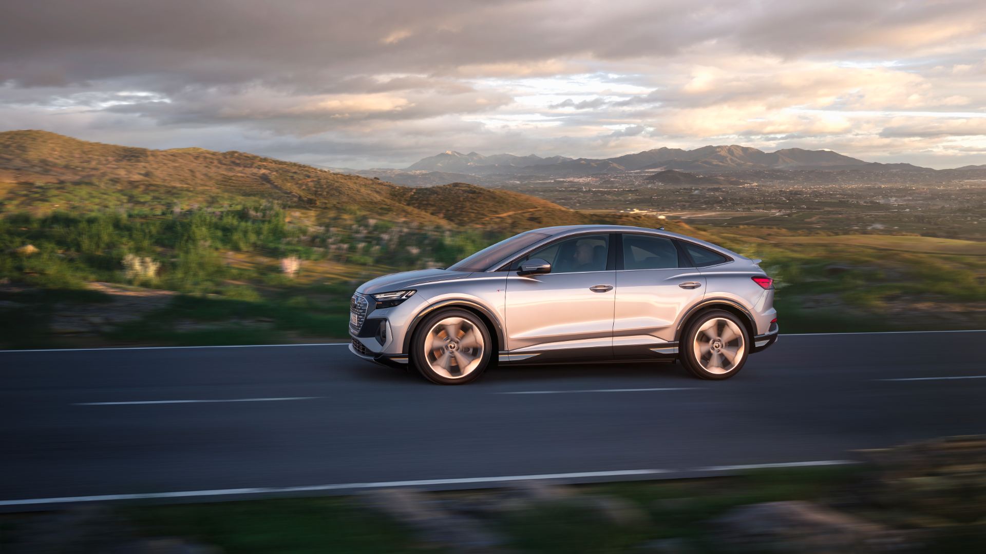 2026 audi q4 sportback e tron driving side profile silver