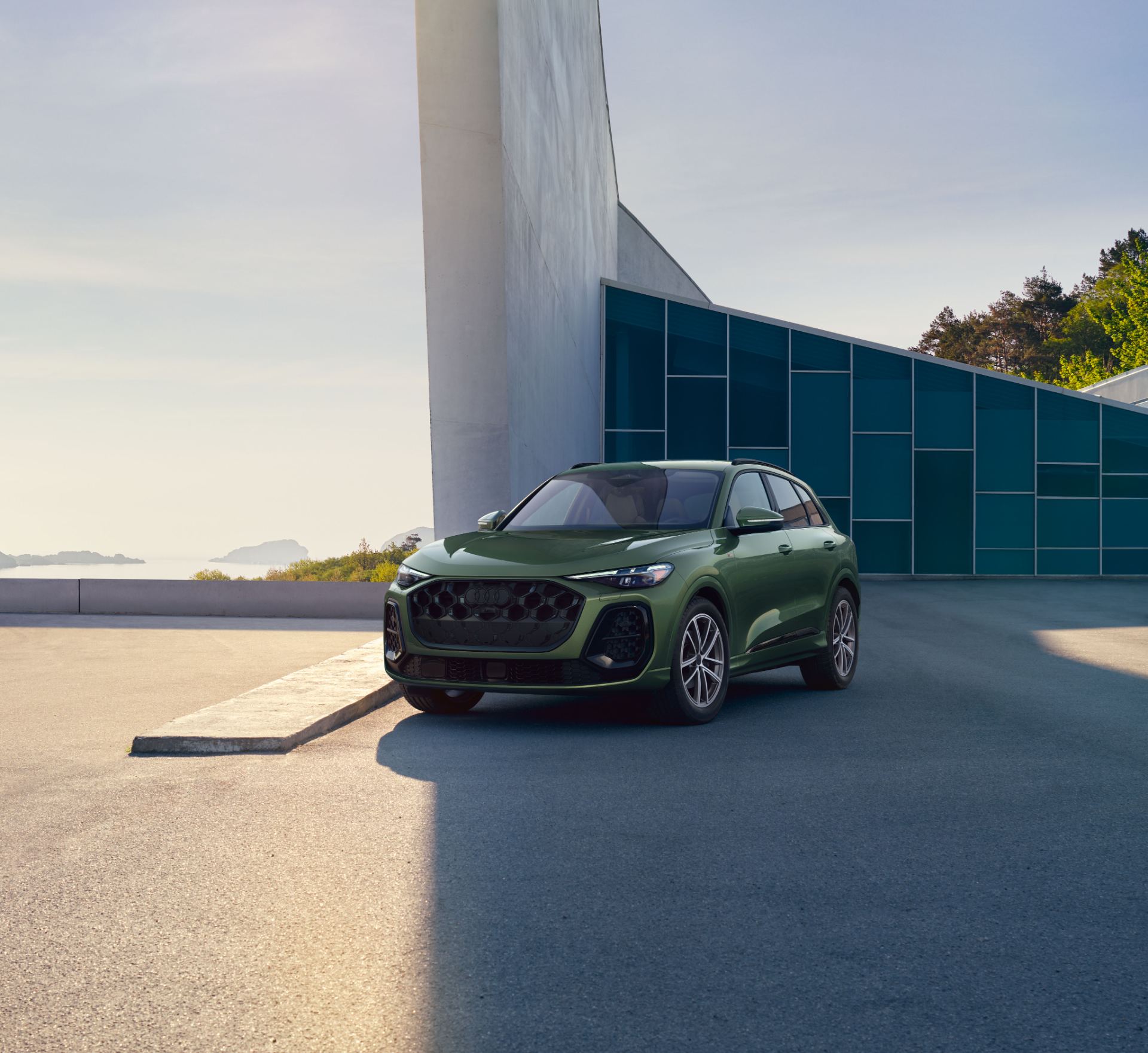 2026 audi q5 front three quarter architecture green