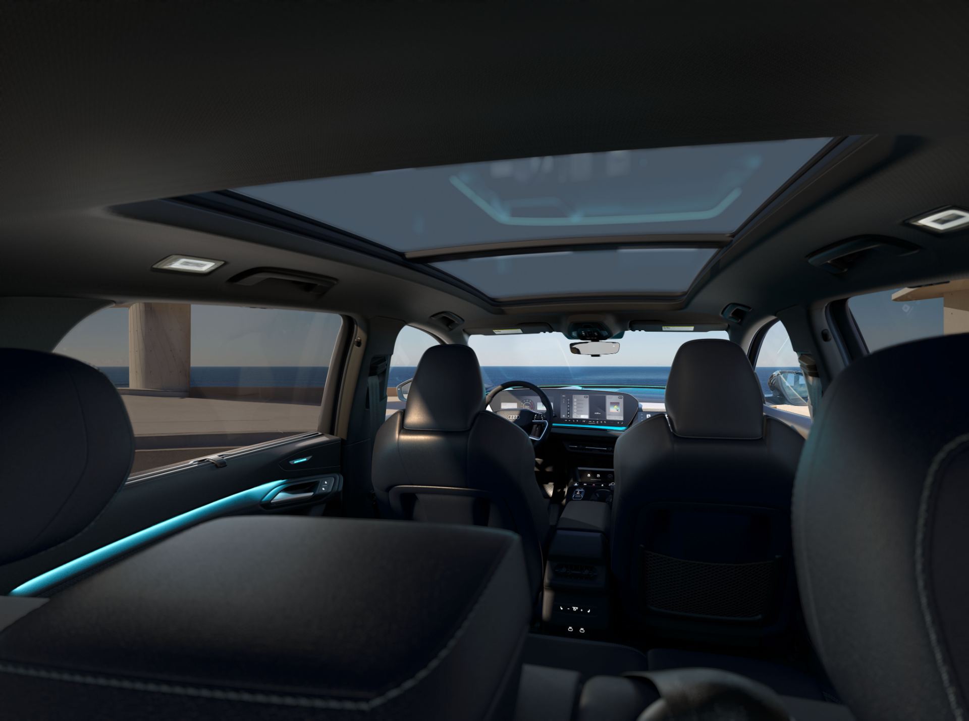 2027 audi q6 e tron interior panoramic roof ambient lighting