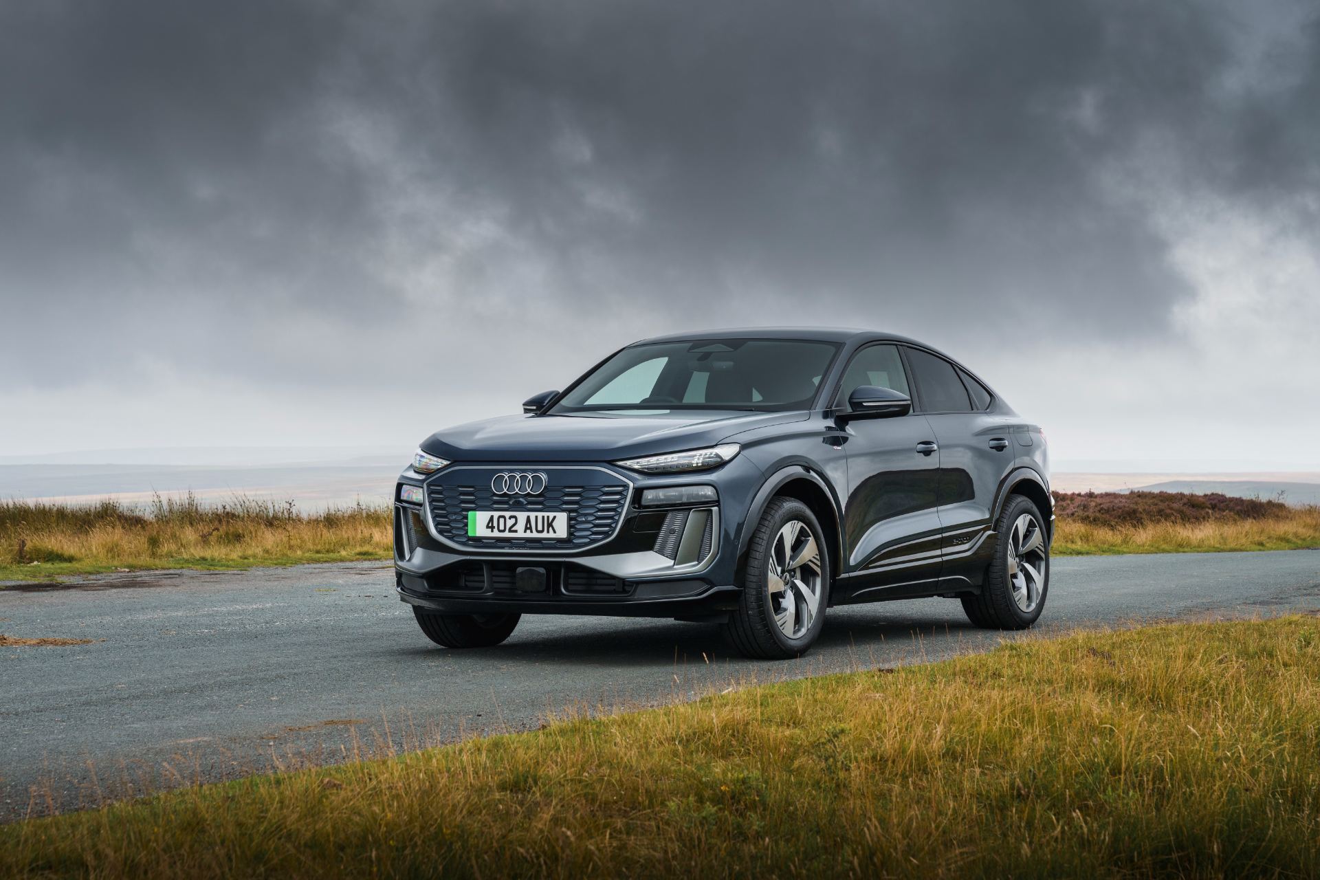 2026 audi q6 sportback e tron front three quarter grey