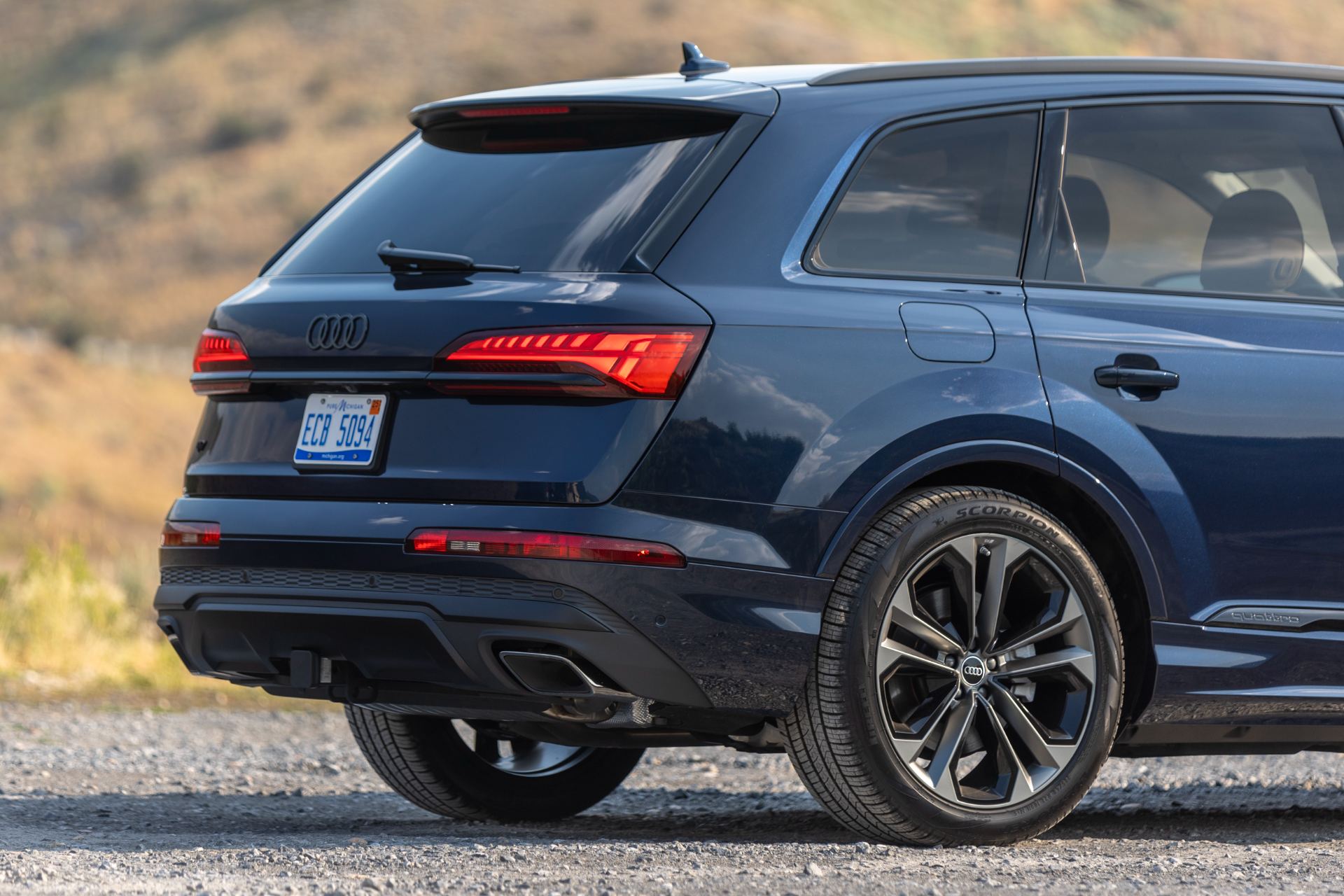 2026 audi q7 rear three quarter blue