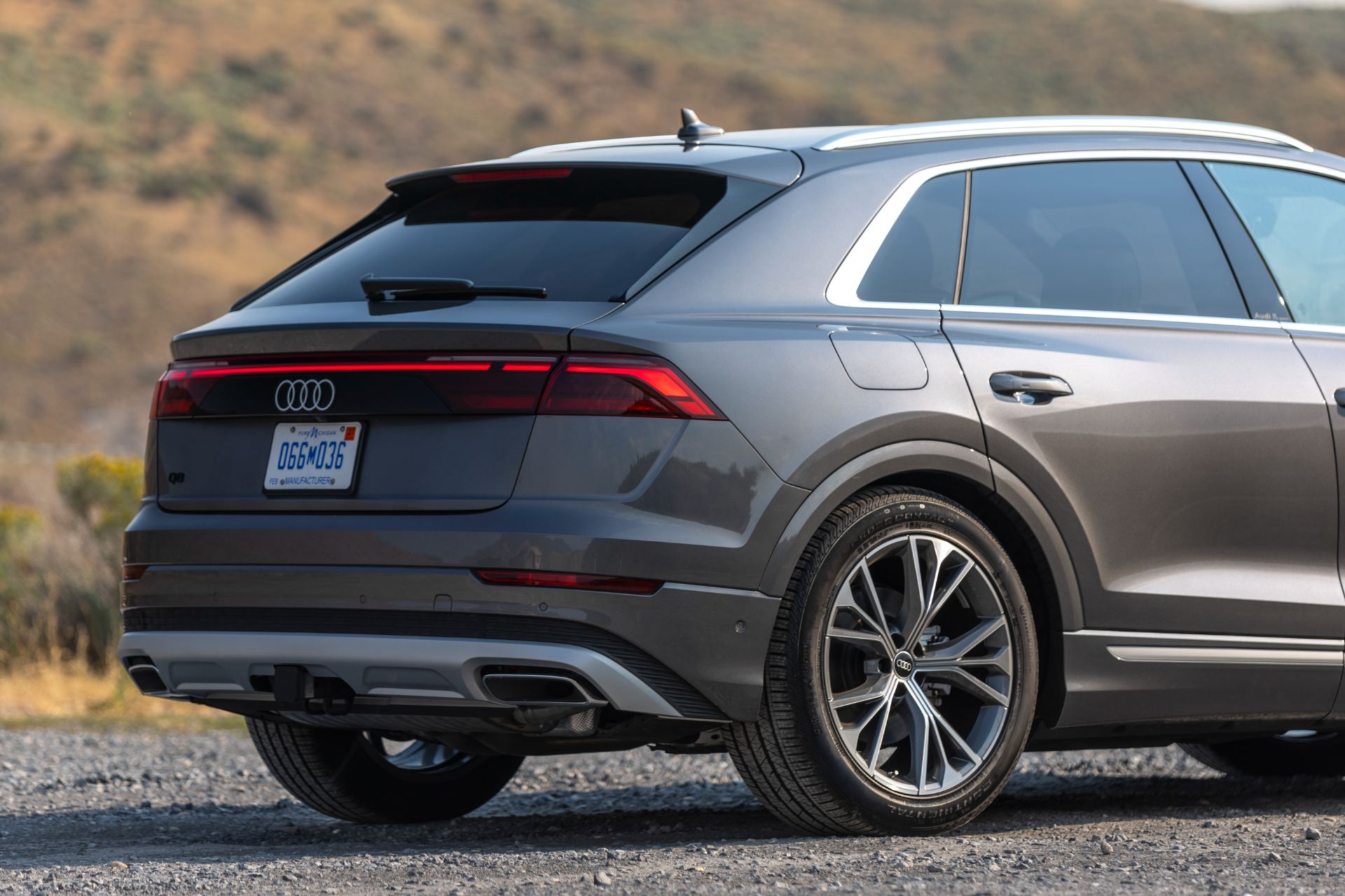 2027 audi q8 rear three quarter grey