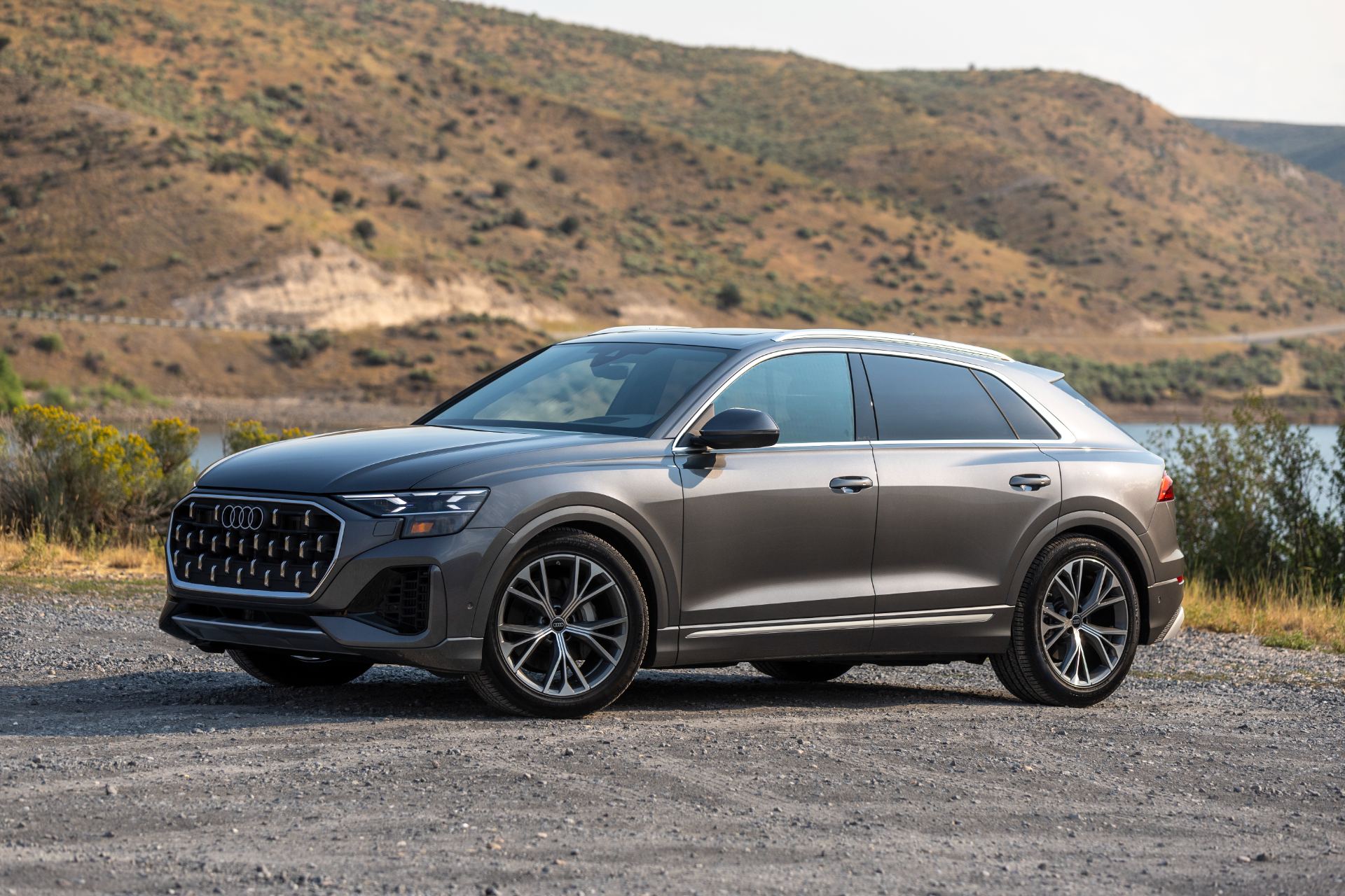 2027 audi q8 front three quarter lake grey