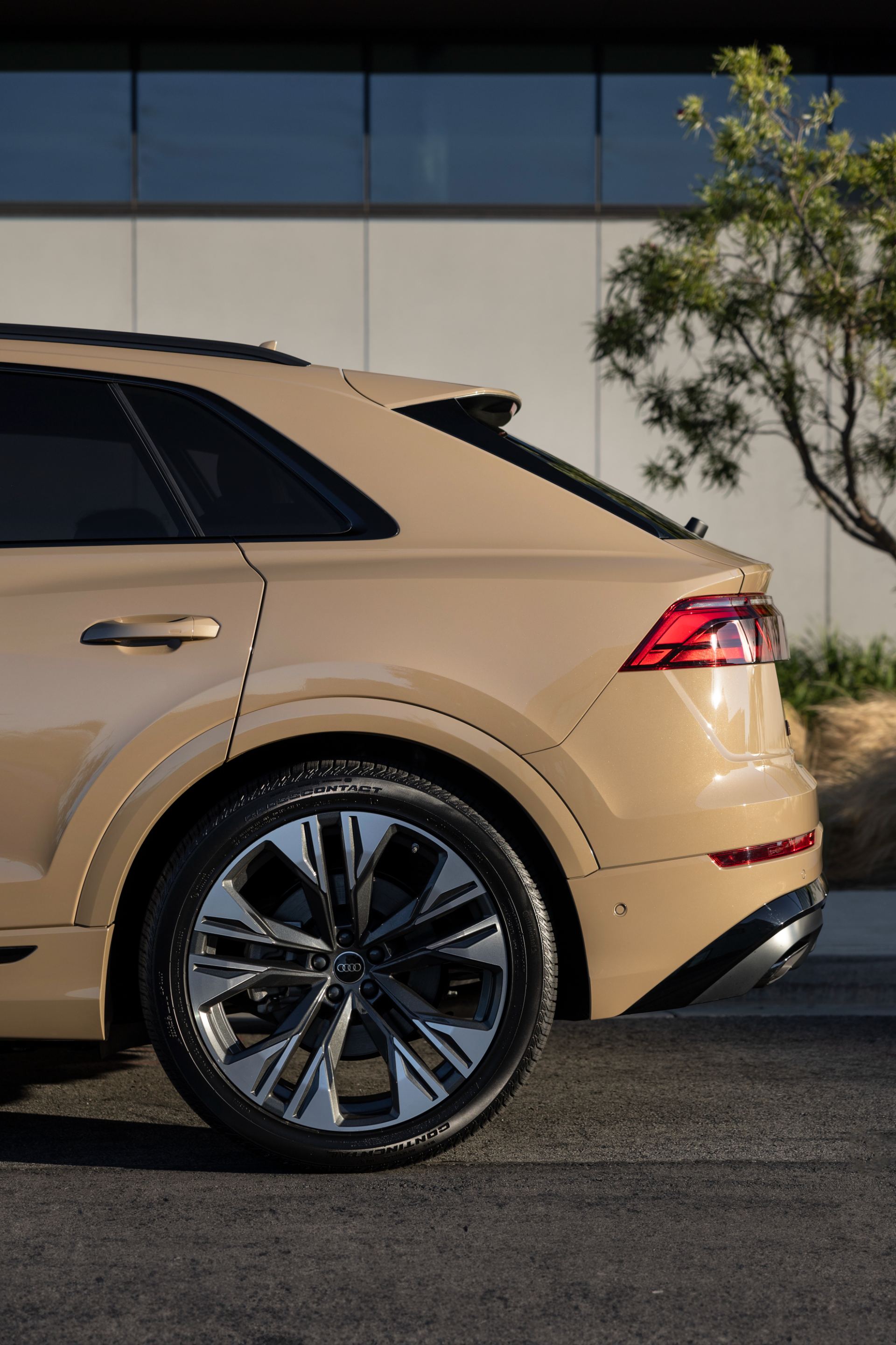 2027 audi q8 rear three quarter portrait beige