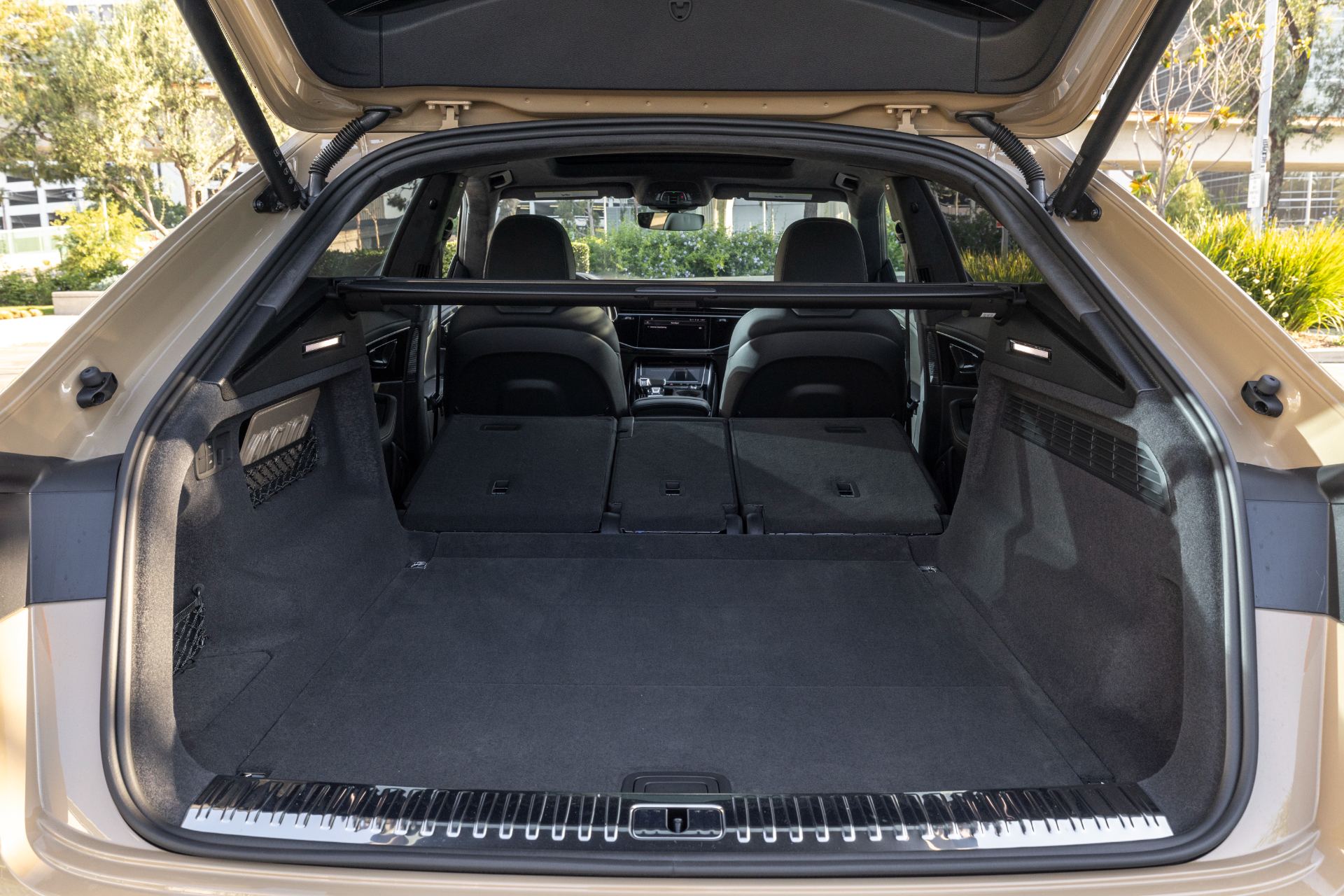 2027 audi q8 cargo space seats folded beige