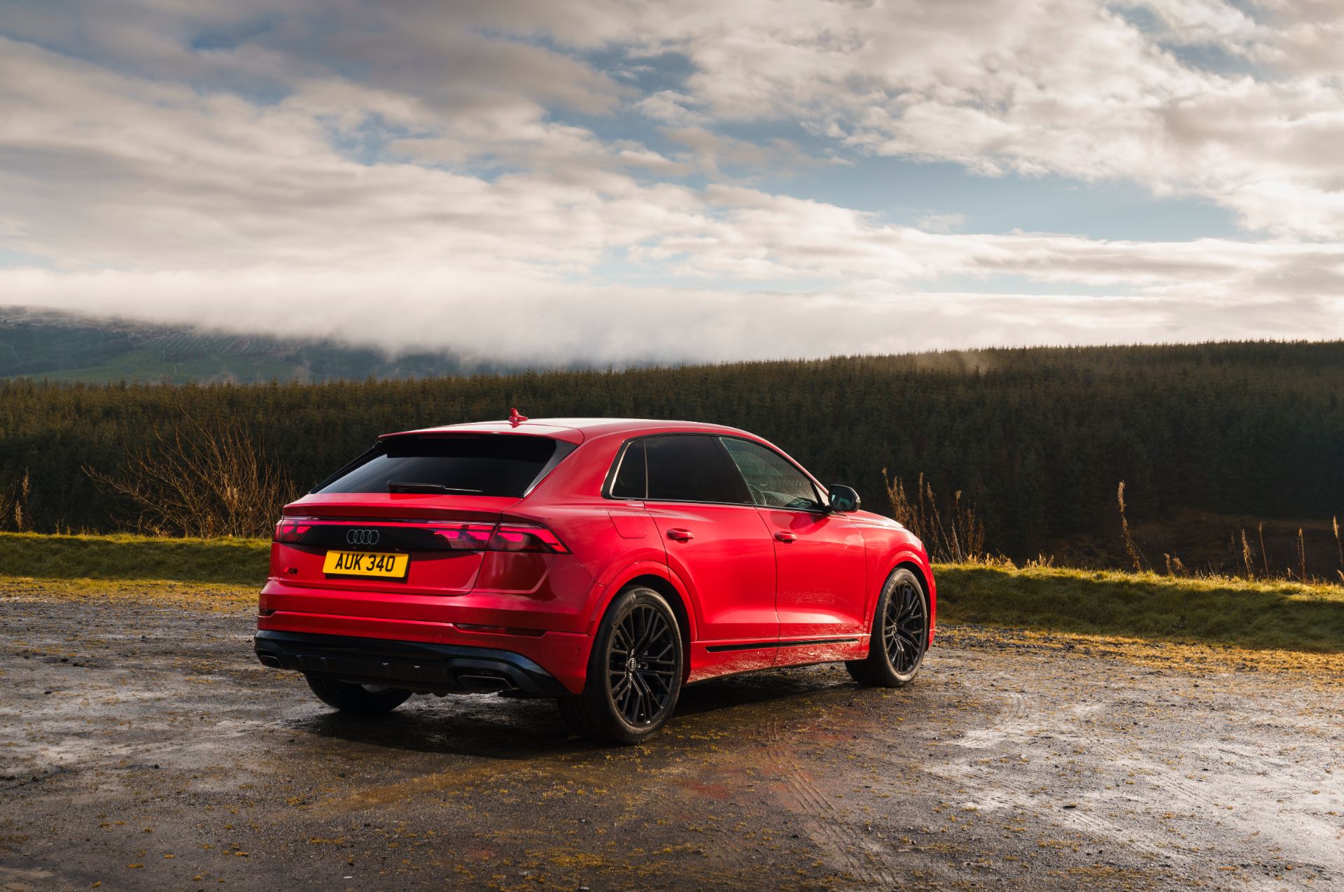 2026 audi q8 suv rear three quarter red