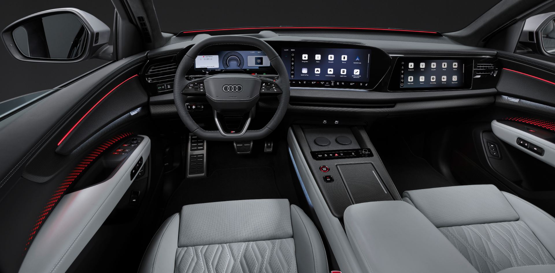 2026 audi q9 interior dashboard grey leather