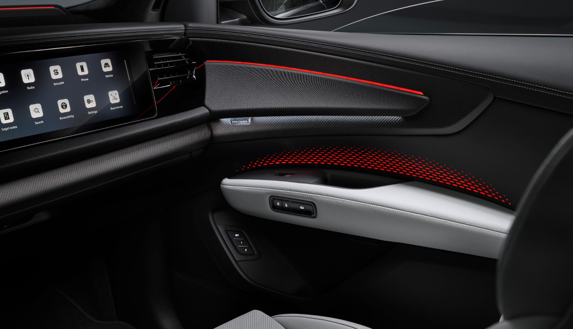 2026 audi q9 interior door panel red ambient lighting