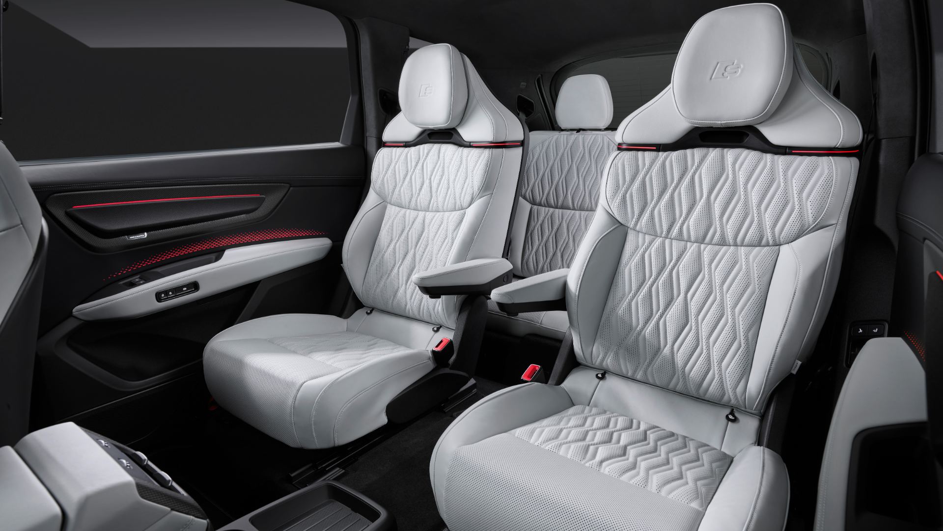 2026 audi q9 interior rear captain chairs grey leather