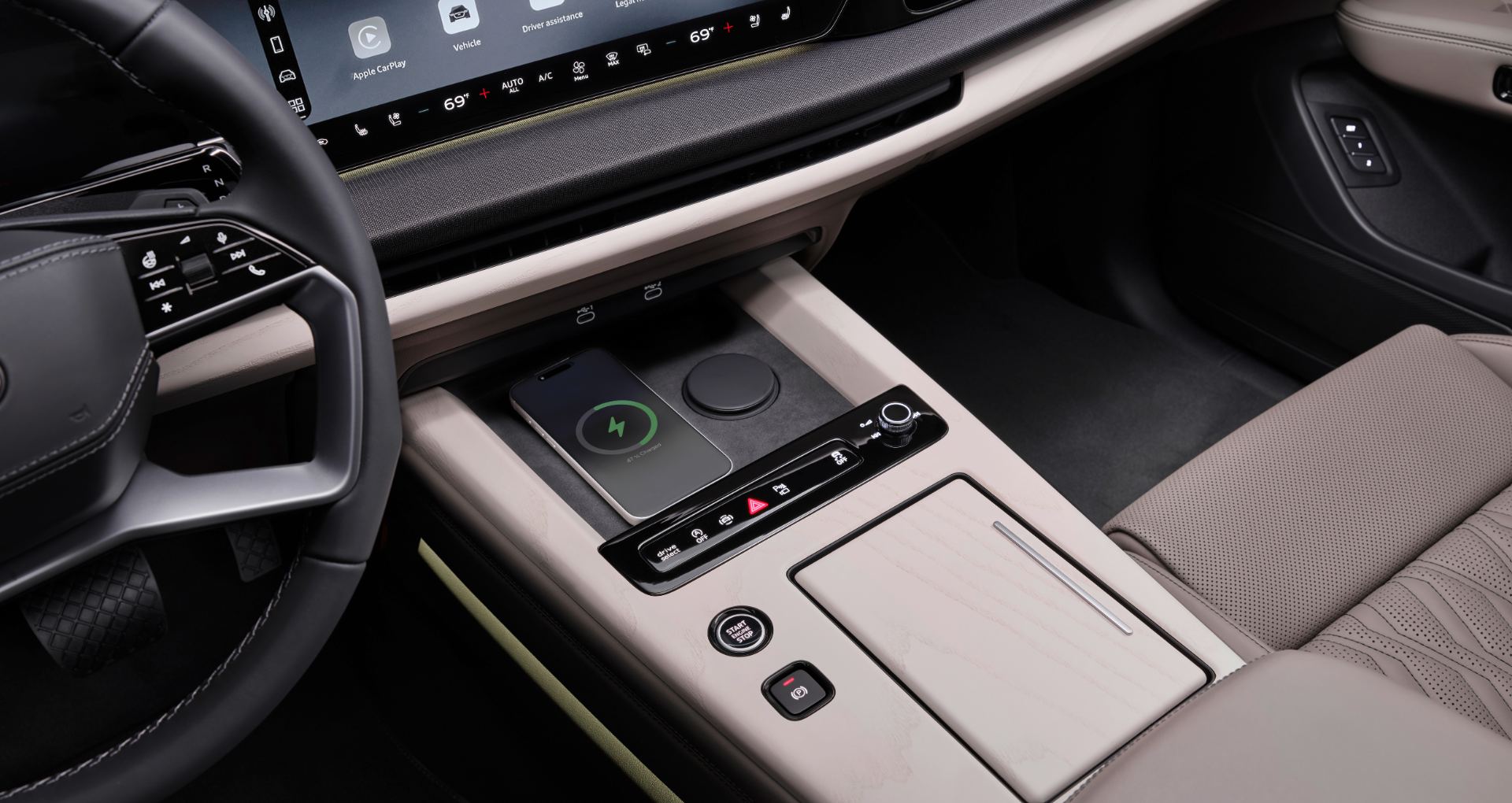 2026 audi q9 interior center console wireless charging